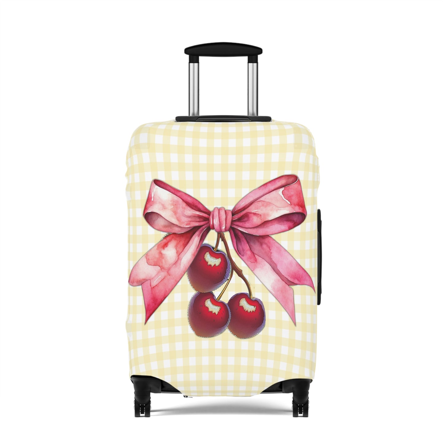 Luggage Cover, Rockabilly, Coquette, Lemon Gingham, Cherries and Ribbon, awd-2509