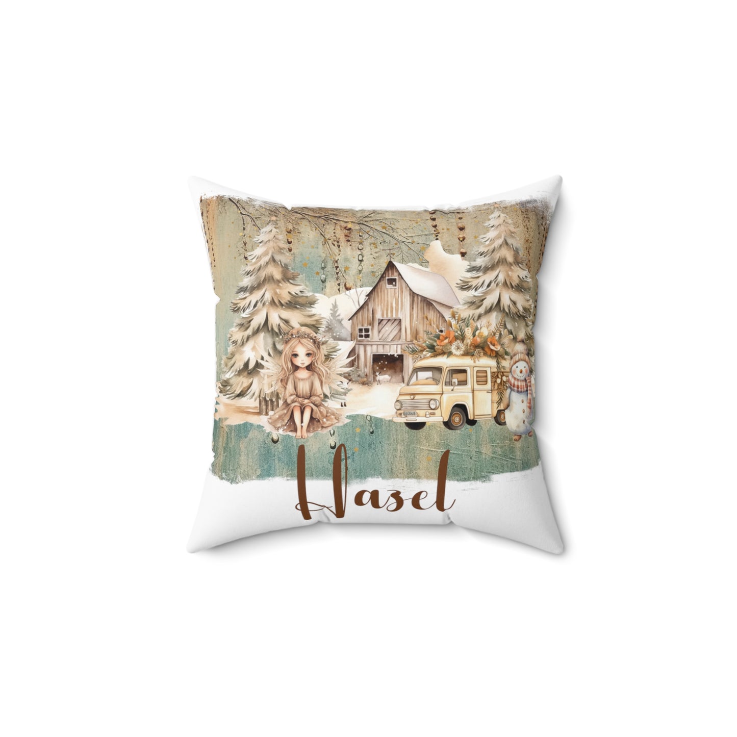 Personalised Boho Country Christmas Cushion, Polyester Square Cushion, Christmas cushion