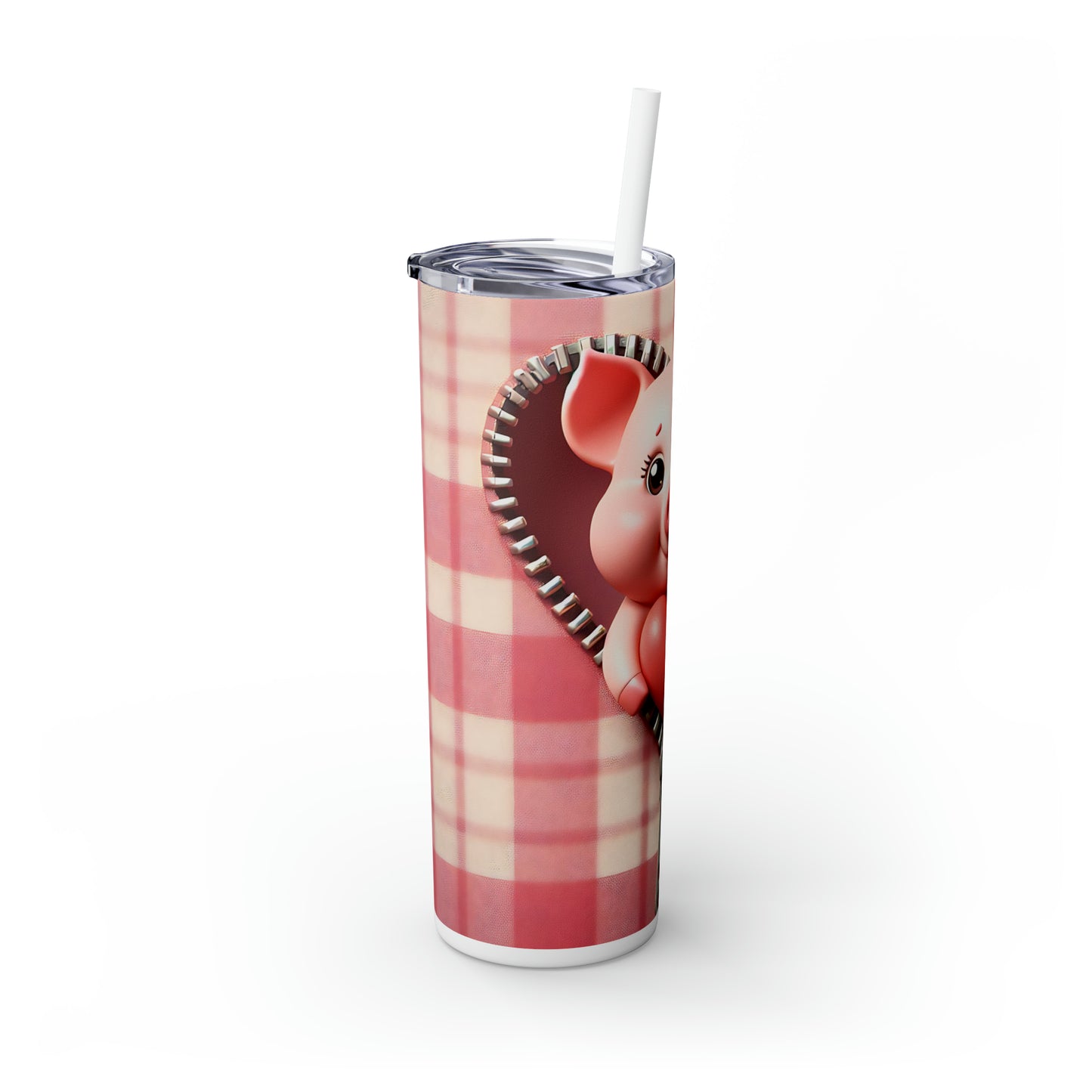 Skinny Tumbler with Straw, 20oz, Pig, Valentines Day