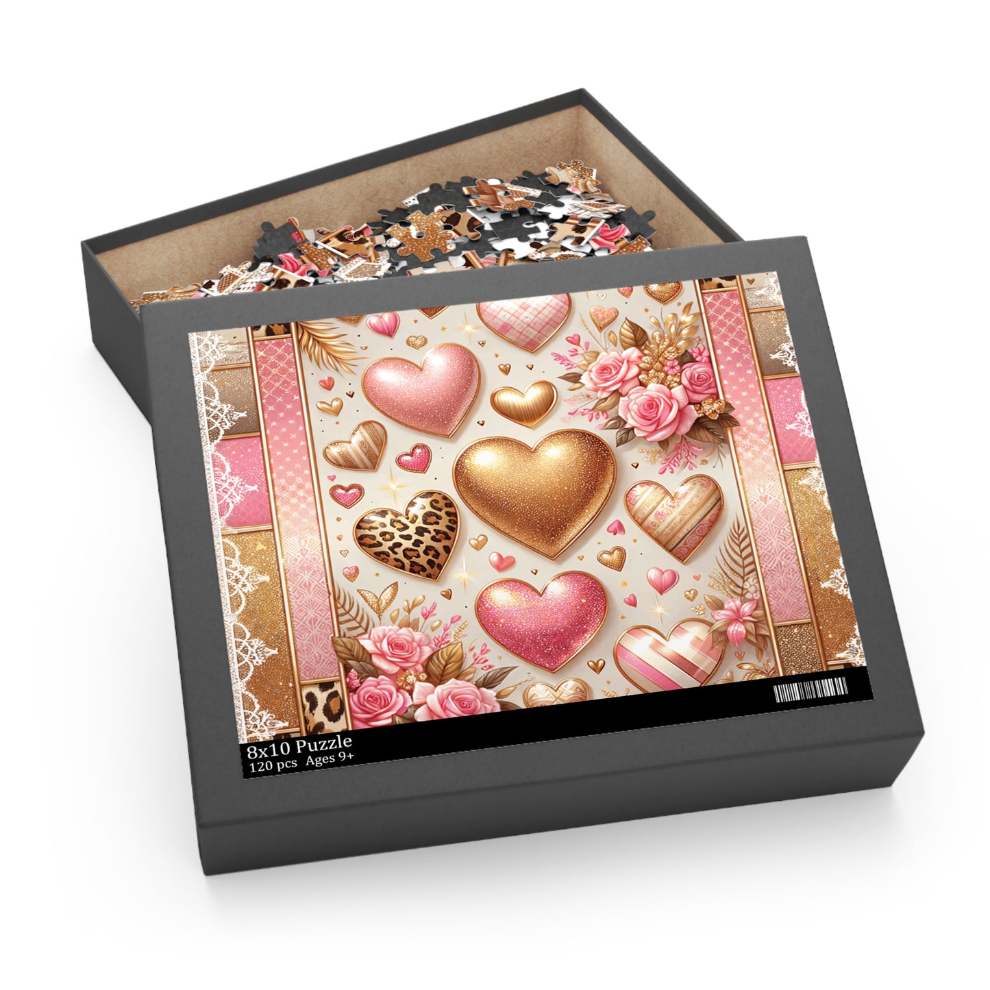 Personalised/Non-Personalised Puzzle, Hearts (120, 252, 500-Piece)