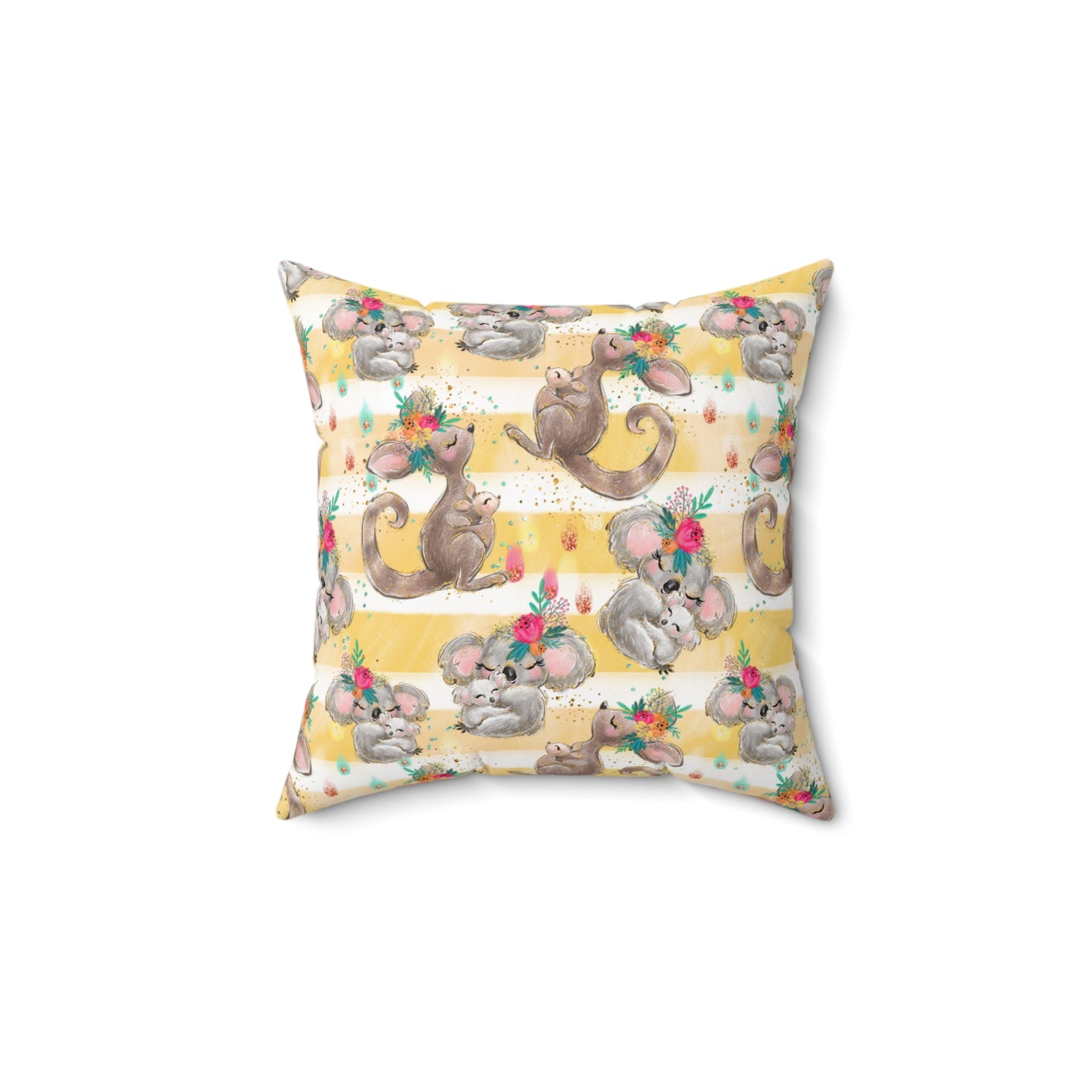 Spun Polyester Square Pillow, Australian Animal Floral Cushion