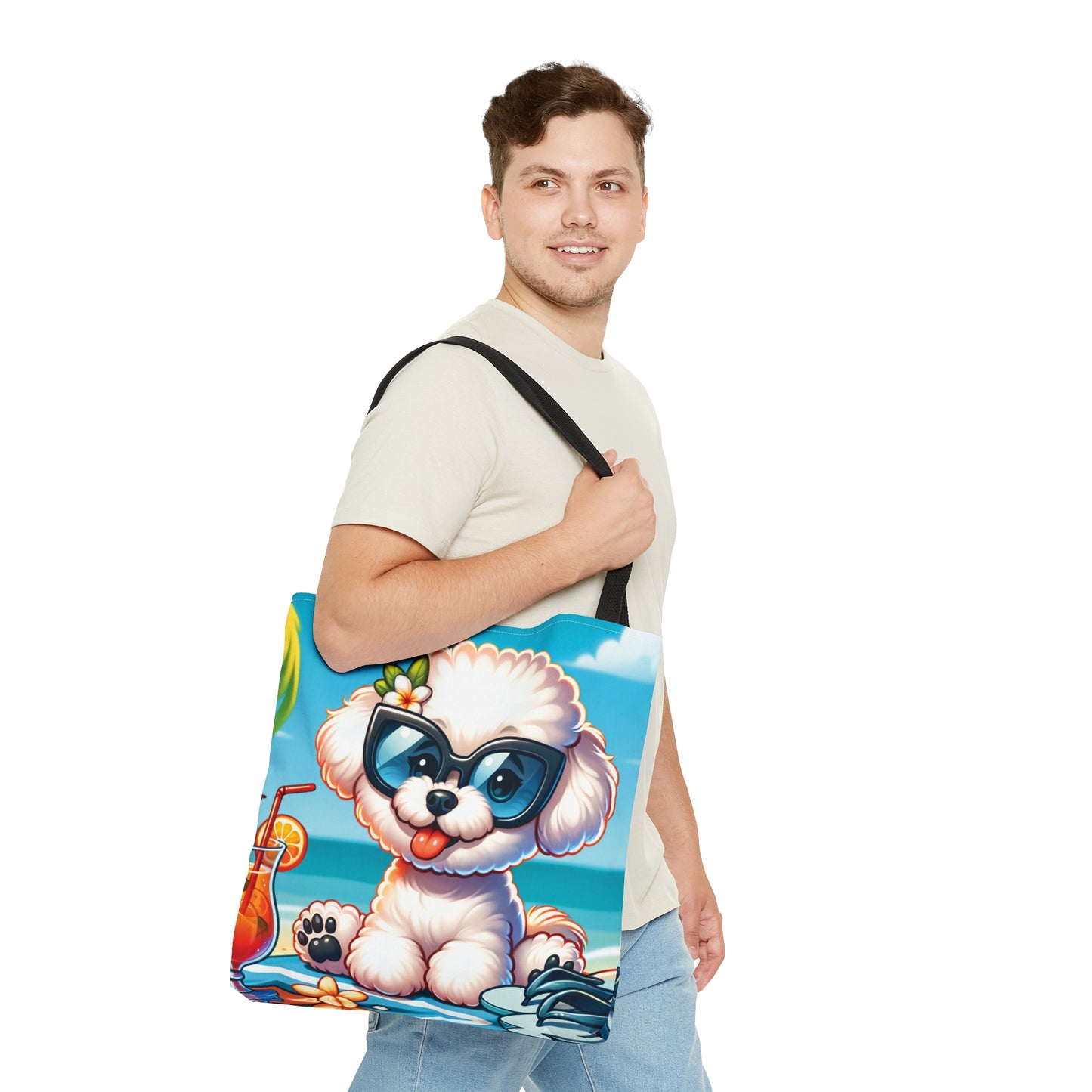 Tote Bag, Dog on Beach, Bichon Frise, Tote bag, awd-1107