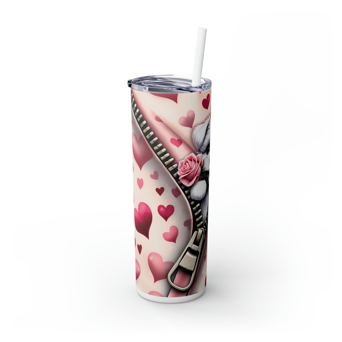 Skinny Tumbler with Straw, 20oz, Dog, Valentines Day, awd-912