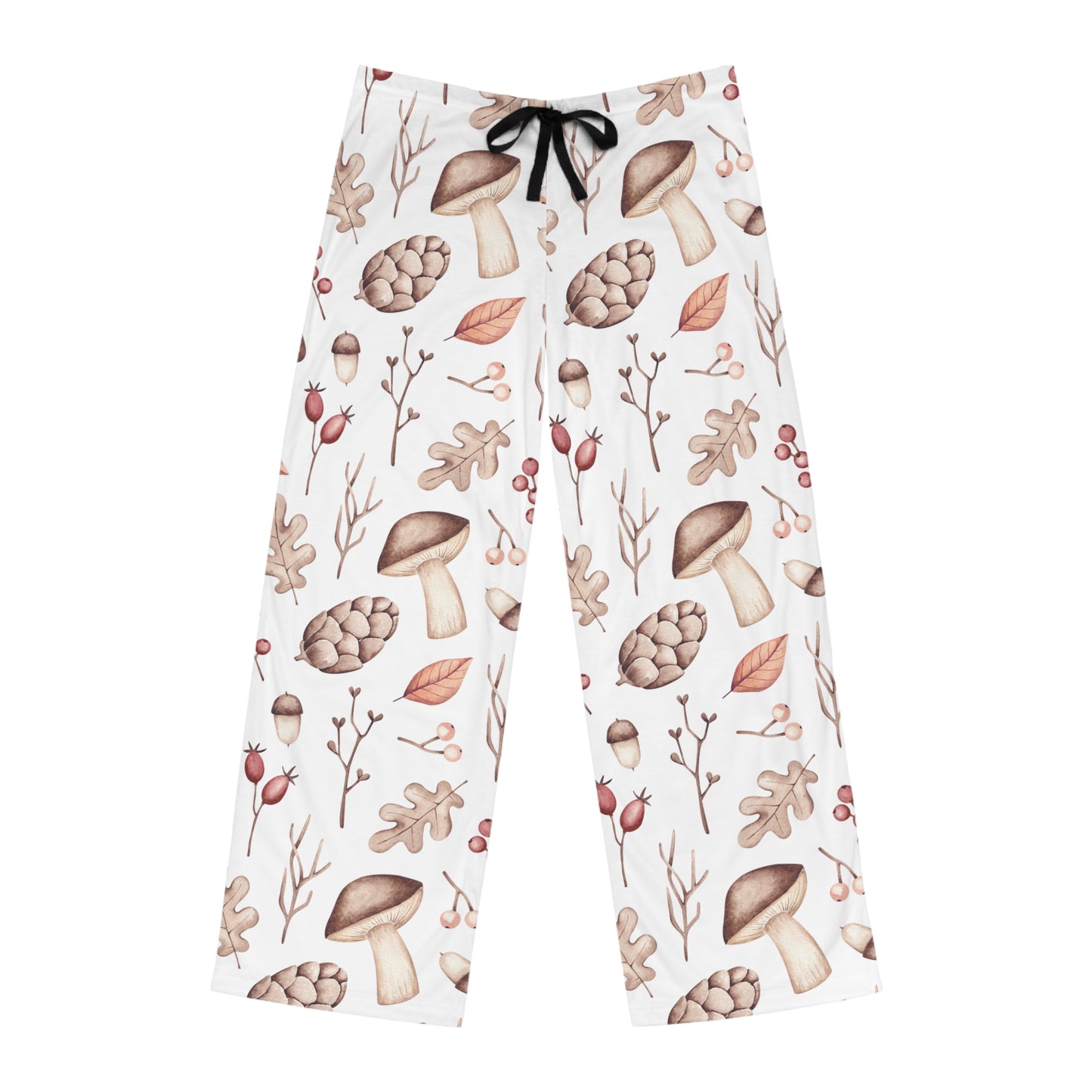 Men's Pajama Pants, Mushroom and Acorns, Sleepwear Bottoms