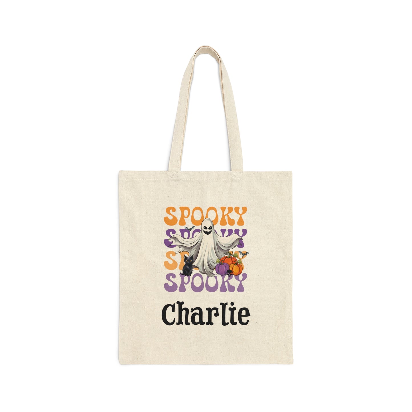 Cotton Canvas Tote Bag, Personalized Trick or Treat Bag, Personalised Halloween Bag, Halloween Tote, Kids Halloween Bag, Trick-or-Treat Bag