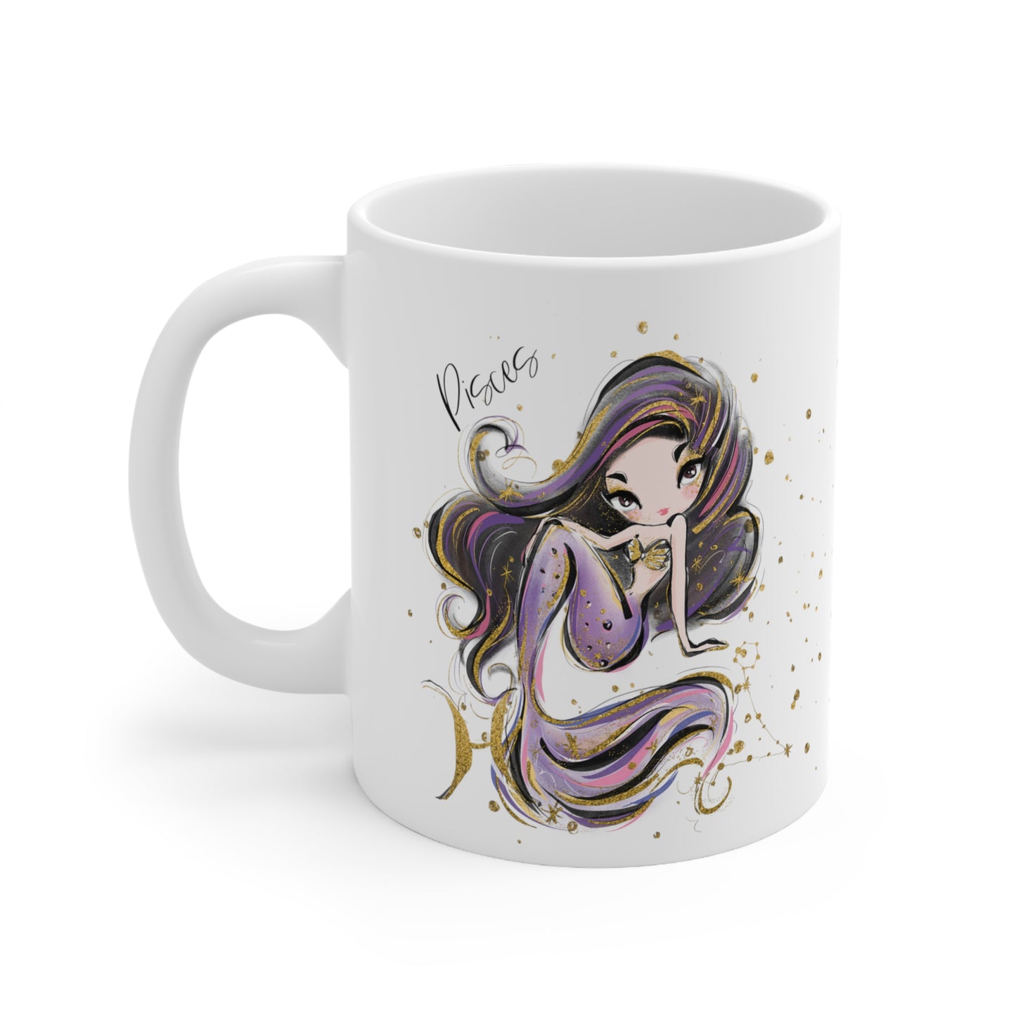 Personalised/Non Personalised Zodiac Sign, Pisces, Ceramic Mug 11oz