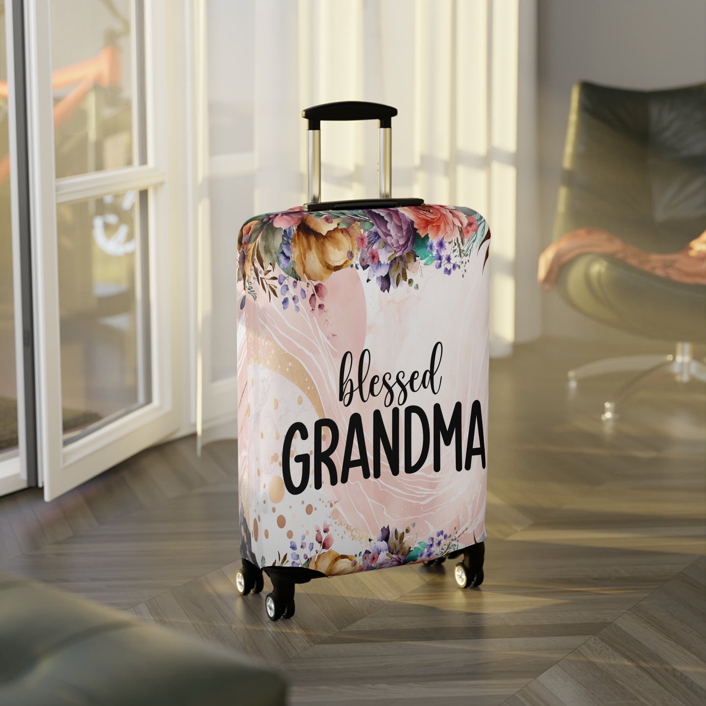 Luggage Cover, Floral, Blessed Grandma, awd-728