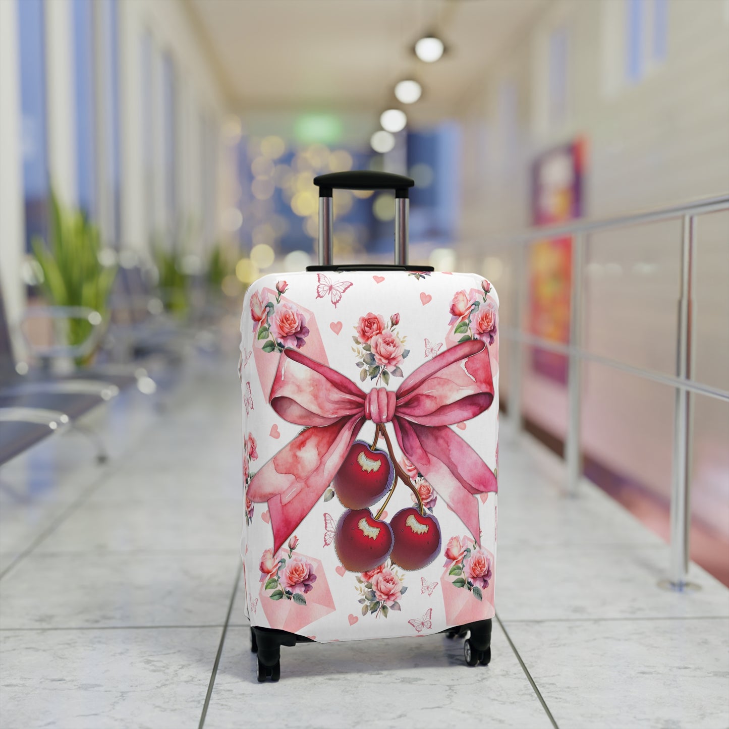 Luggage Cover, Rockabilly, Coquette, Letters and Roses, Cherries and Ribbon, awd-2522