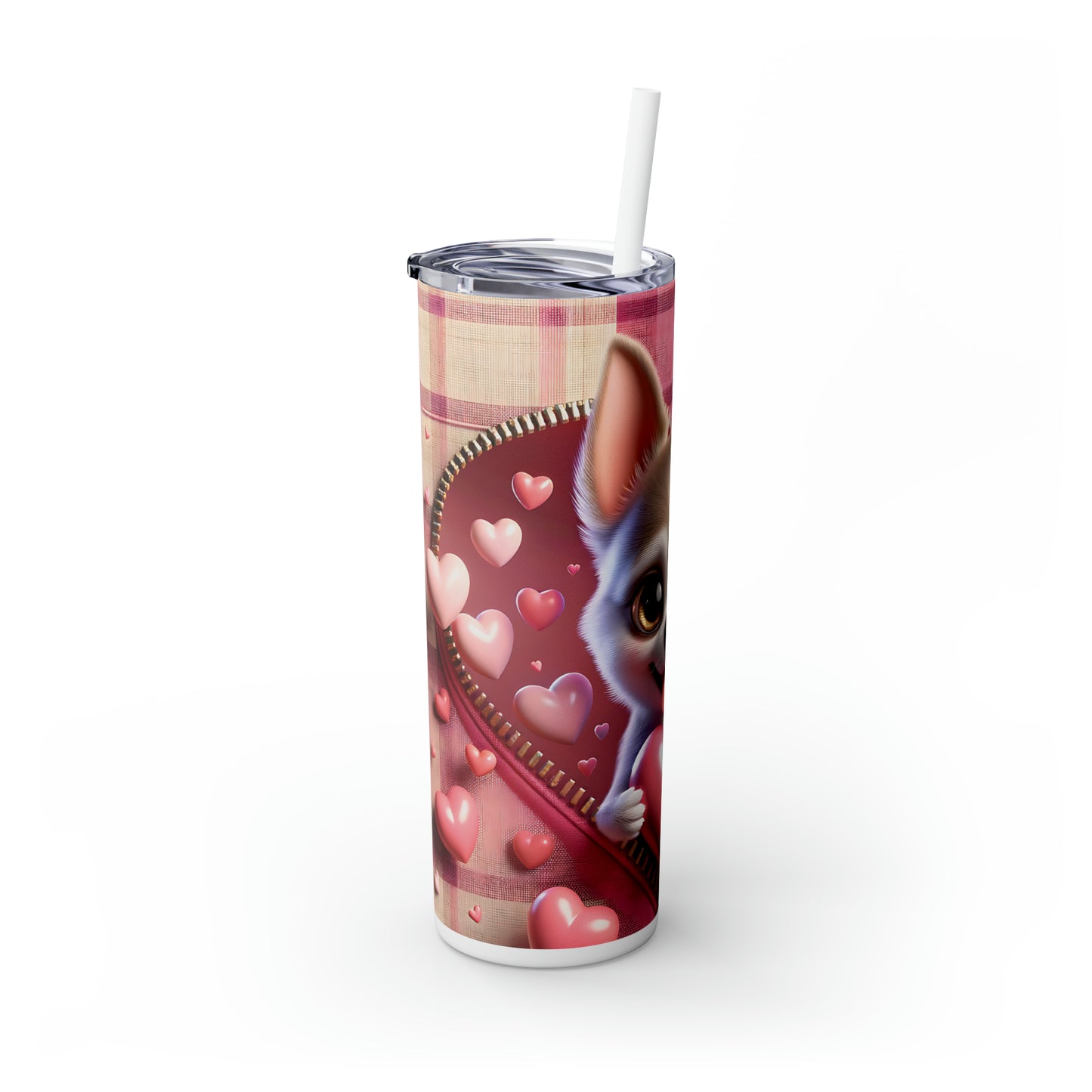 Skinny Tumbler with Straw, 20oz, Dog, Valentines Day, awd-1138