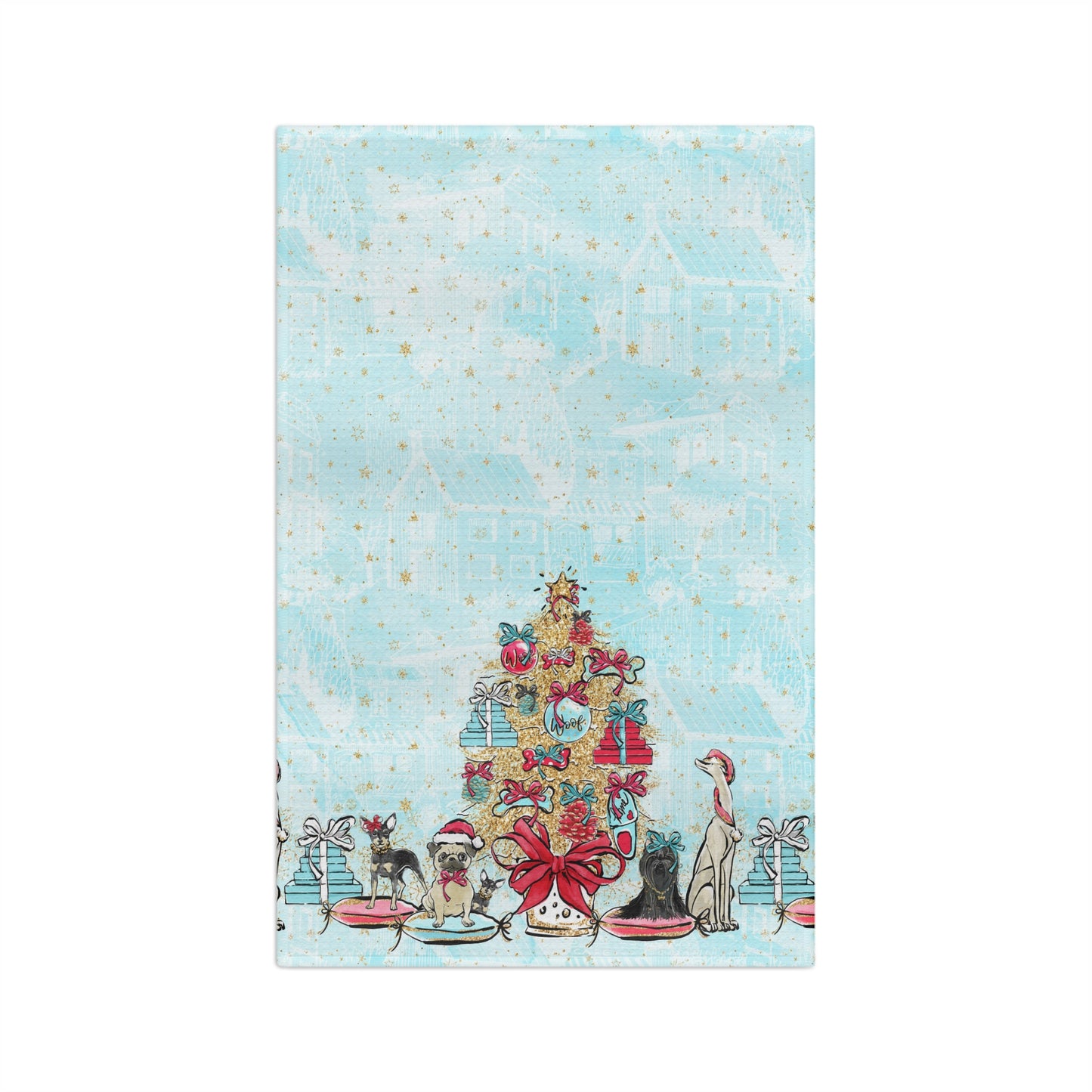 Microfiber Tea Towel Christmas Tree with Dogs