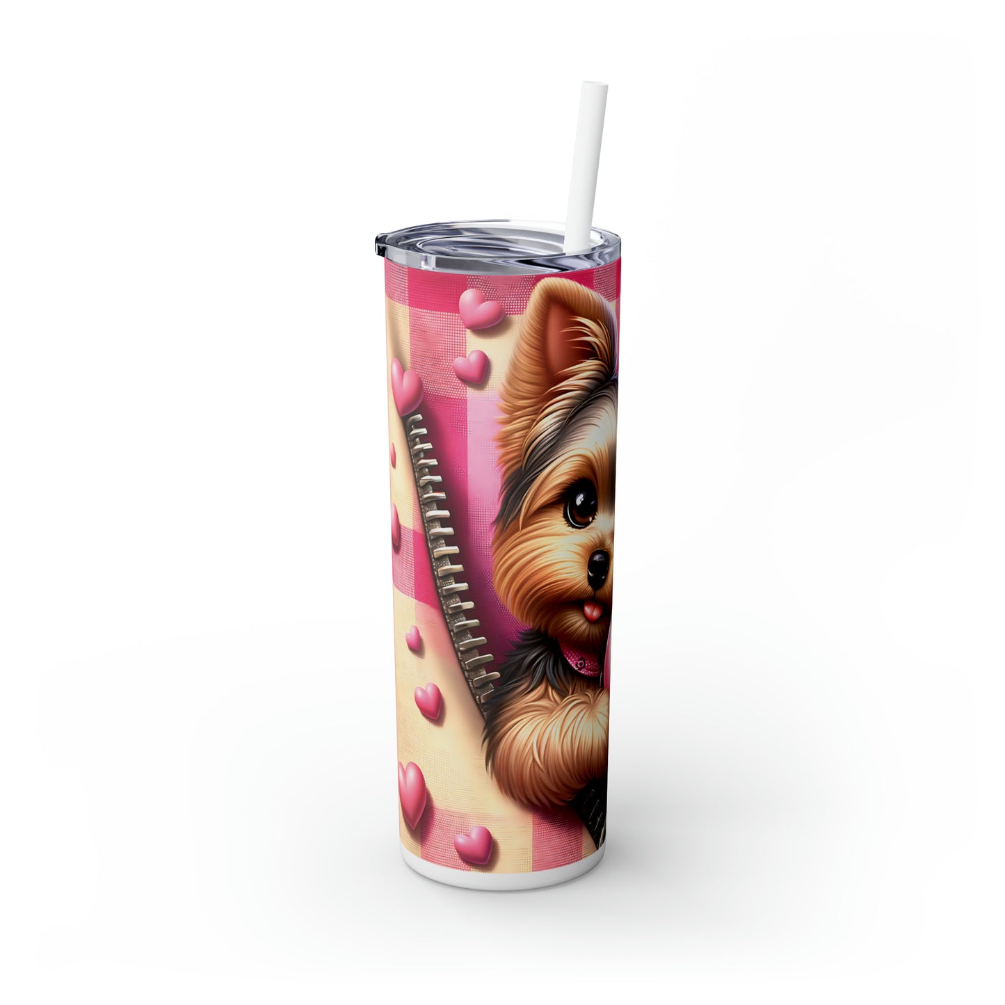 Skinny Tumbler with Straw, 20oz, Dog, Valentines Day, awd-1147