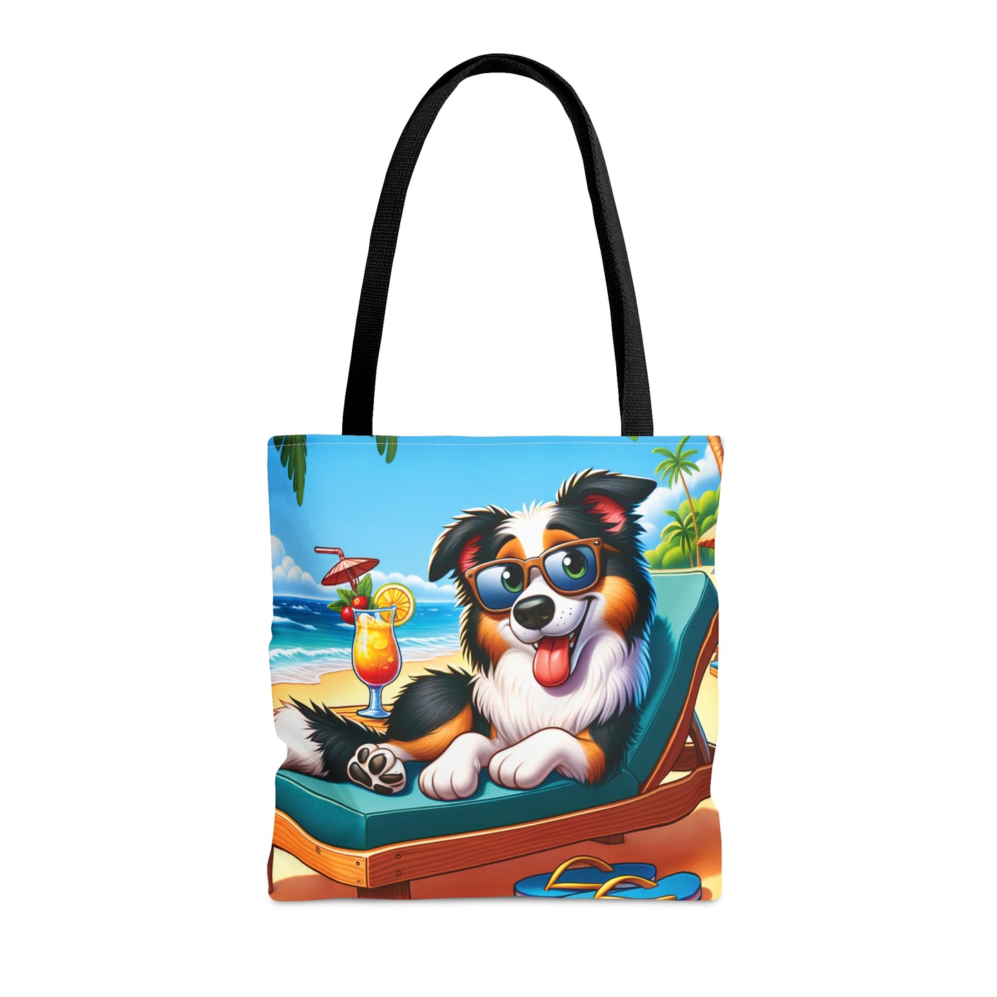 Tote Bag, Dog on Beach, Border Collie, Tote bag,  awd-1102