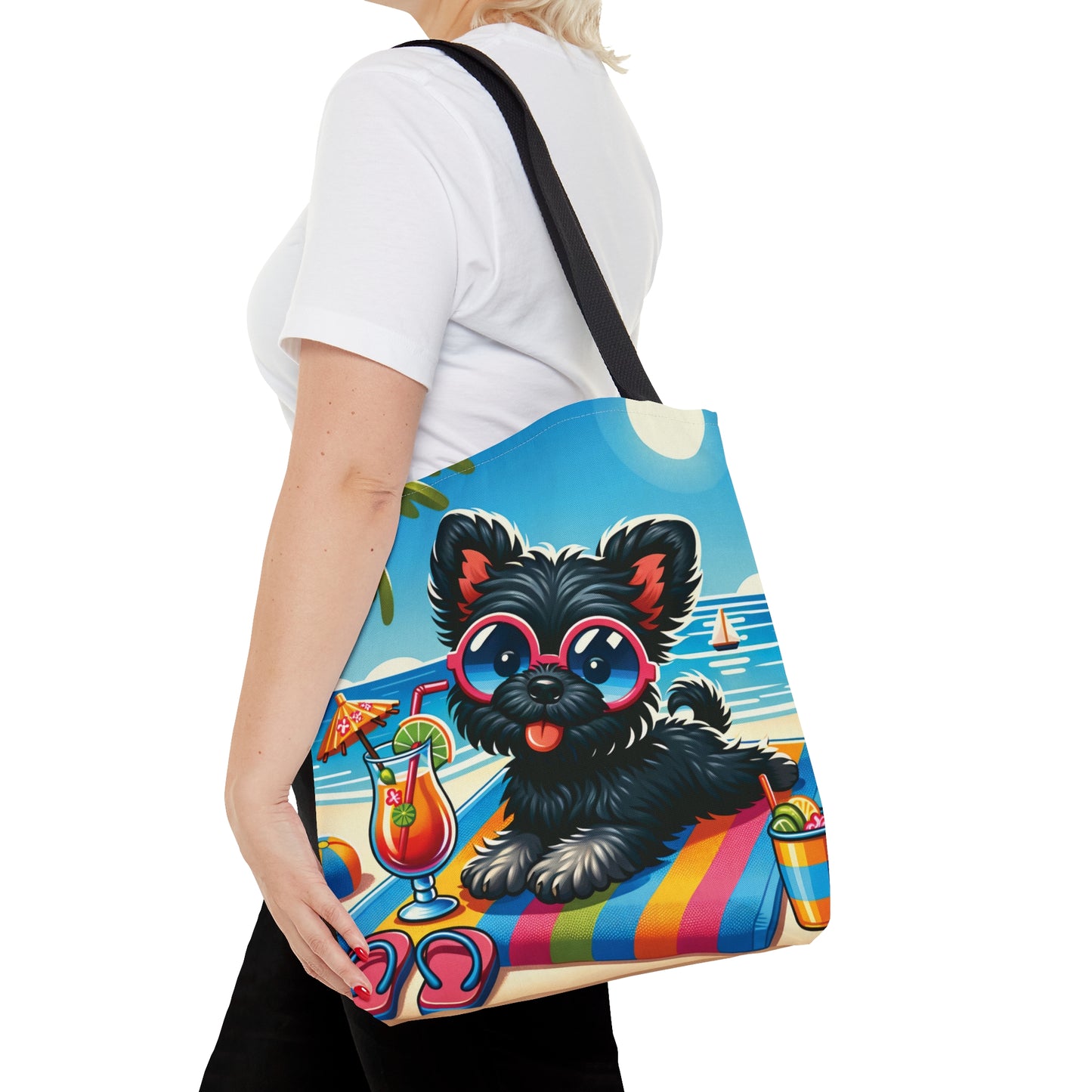 Tote Bag, Dog on Beach, Affenpinscher, Tote bag, awd-1174