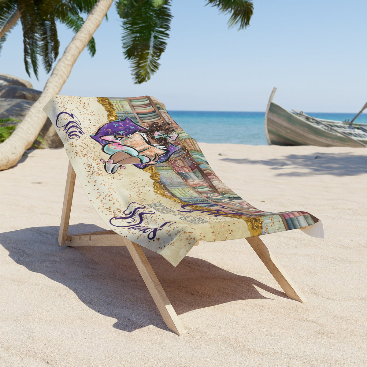 Beach Towel, Just a Girl who Loves Books, Dark Skin, Polycotton Towel, 2 sizes Available
