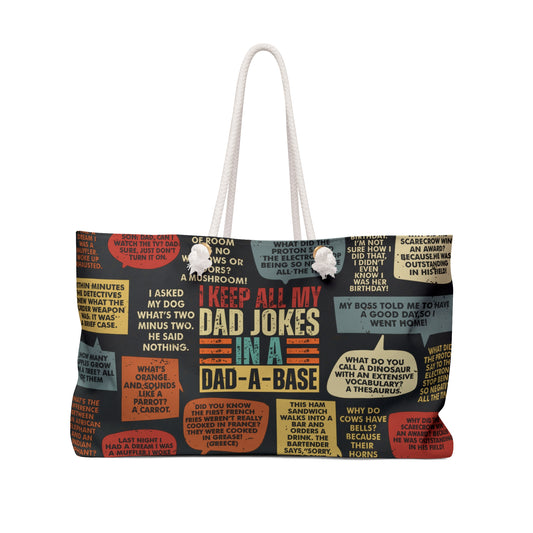 Personalised/Non-Personalised Weekender Bag, Dad Jokes, Large Weekender Bag, Beach Bag, Book Bag