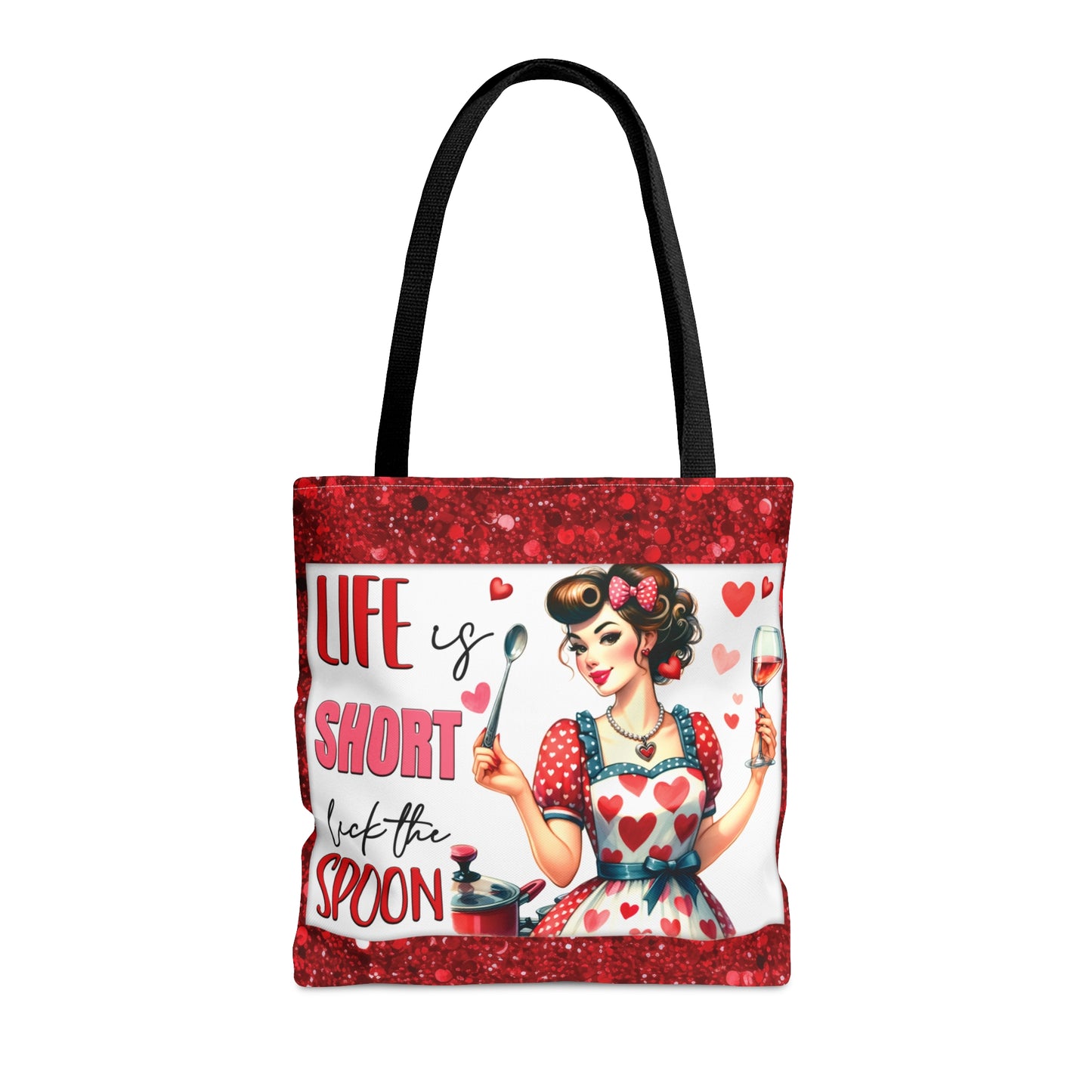 Tote Bag, Retro, Life is Short Lick the Spoon