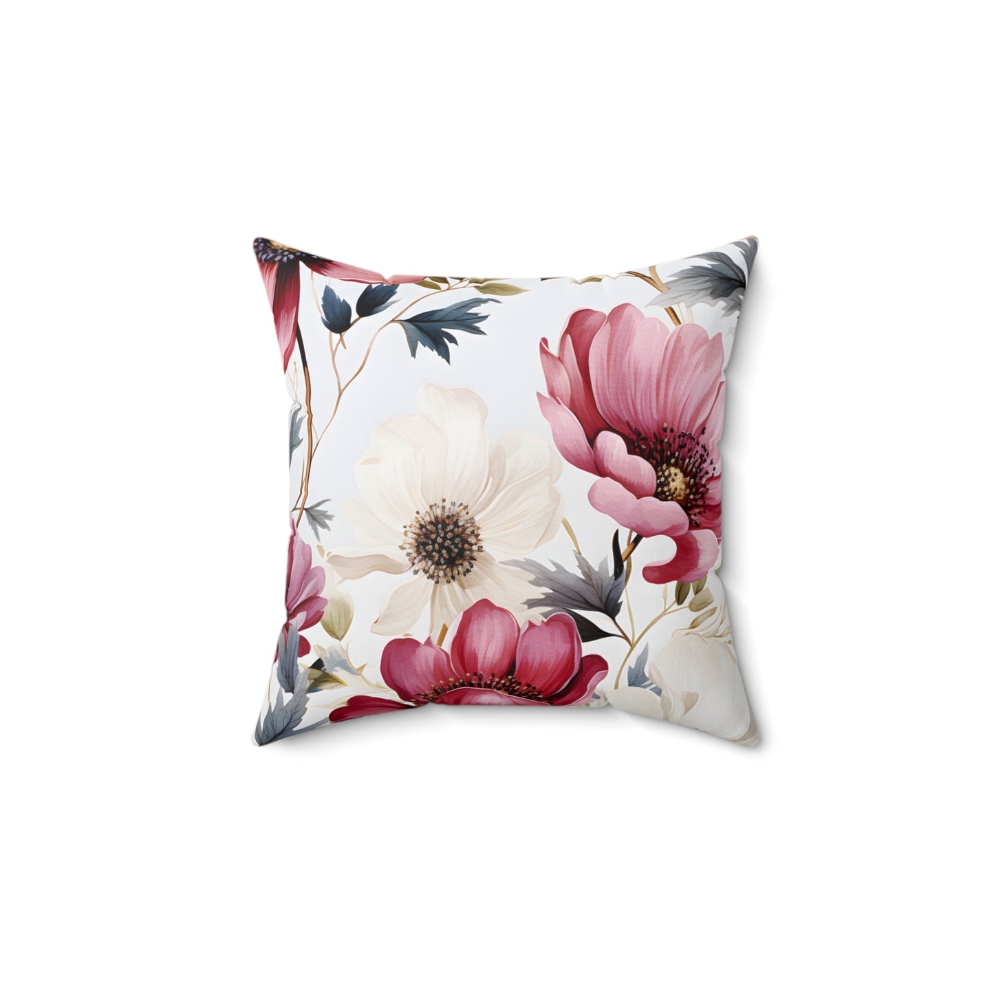 Spun Polyester Square Pillow, Floral Cushion