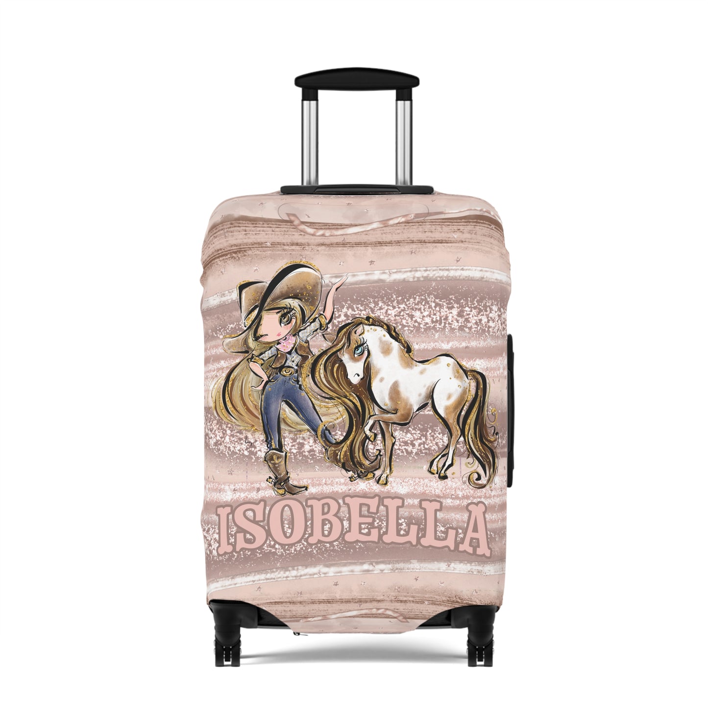 Luggage Cover, Howdy Cowgirl and Horse, Blonde Hair Brown Eyes