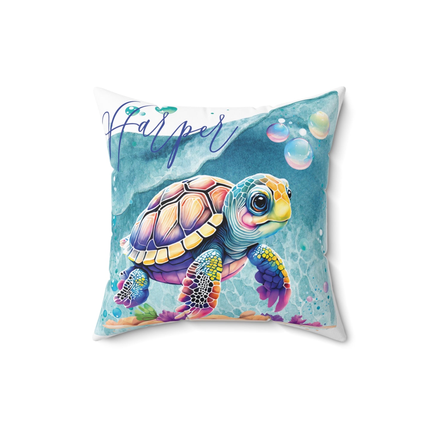 Personalised Turtle Polyester Square Cushion, Turtle cushion