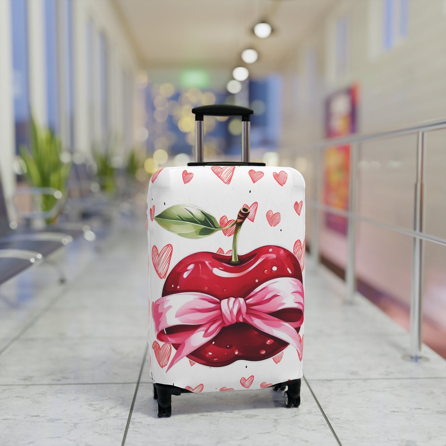 Luggage Cover, Rockabilly, Coquette, Hearts, Apple and Ribbon, awd-2524