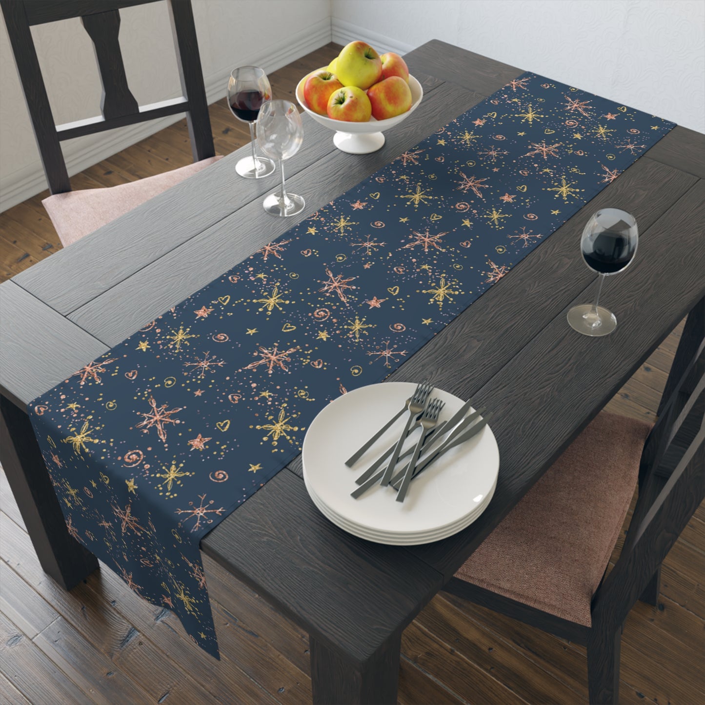 Christmas Stars Table Runner, Cotton Twill and Poly Available