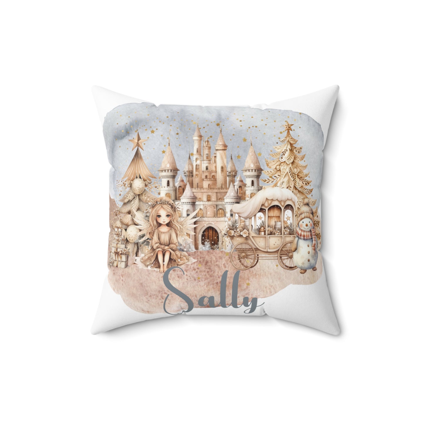 Personalised Boho Fairytale Christmas Cushion, Polyester Square Cushion, Christmas cushion