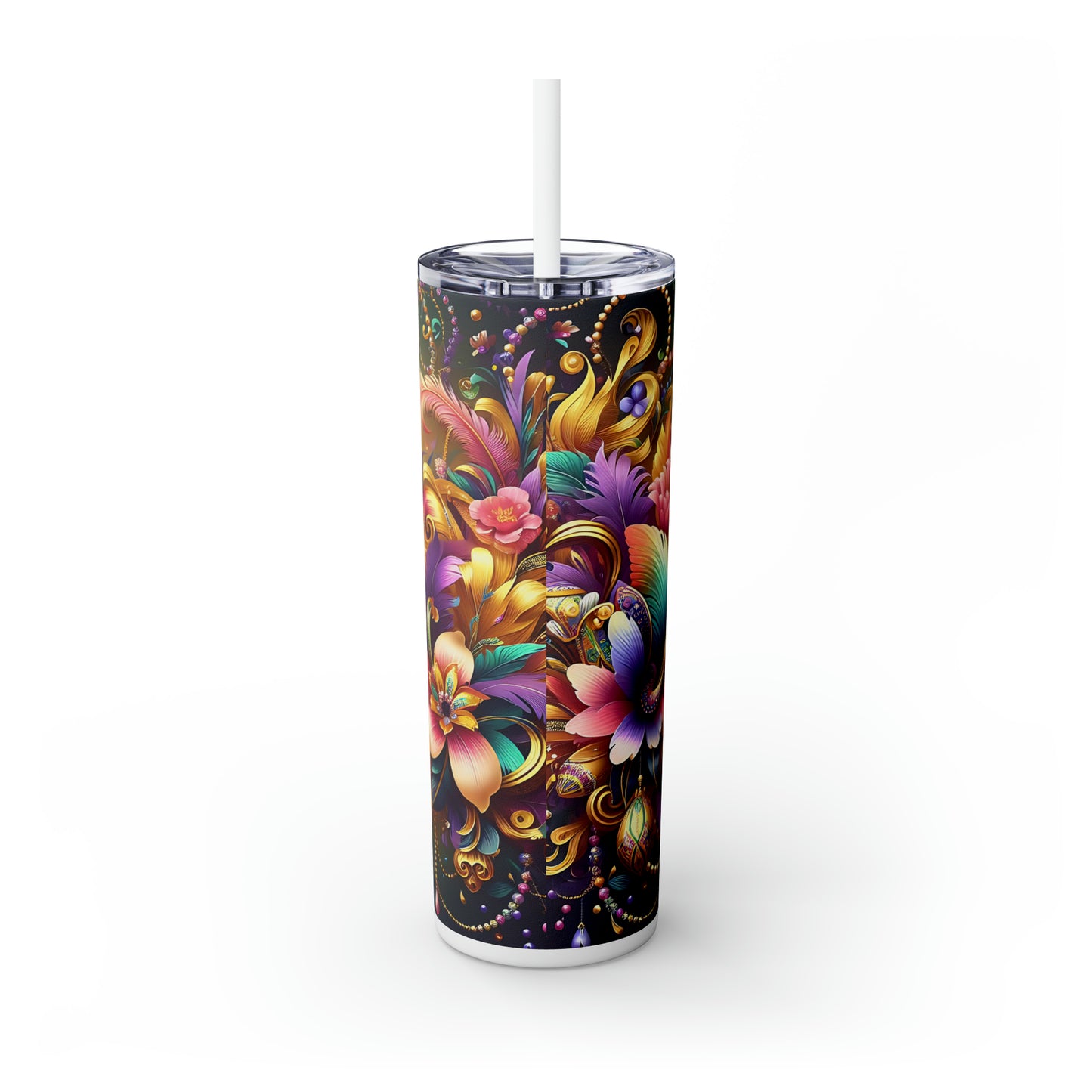 Skinny Tumbler with Straw, 20oz, Floral, awd-303