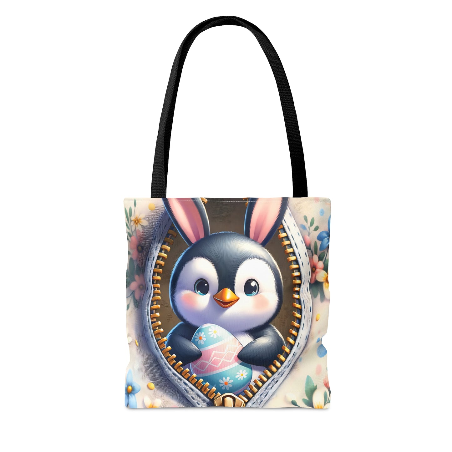 Tote Bag, Easter, Cute Penguin with Bunny Ears, Personalised/Non-Personalised Tote bag