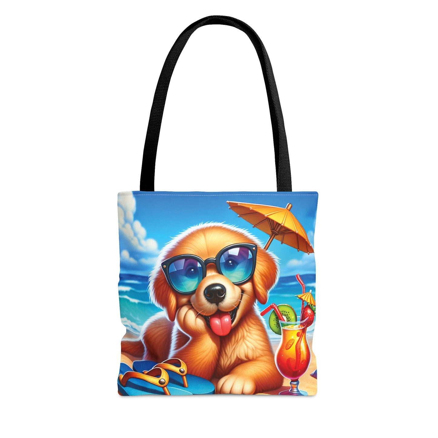 Tote Bag, Dog on Beach, Golden Retriever, Tote bag, awd-1213