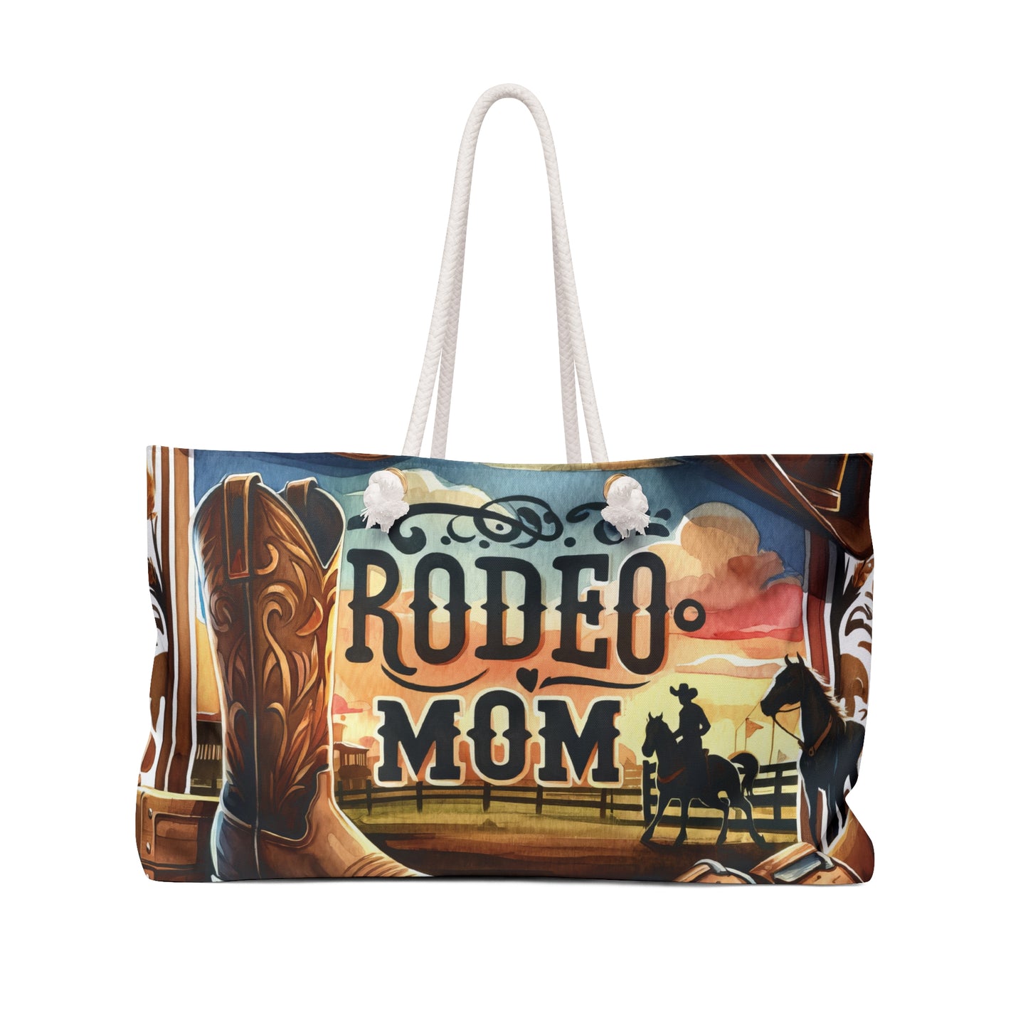 Personalised/Non-Personalised Weekender Bag, Rodeo Mom, Western, Large Weekender Bag, Beach Bag, Book Bag