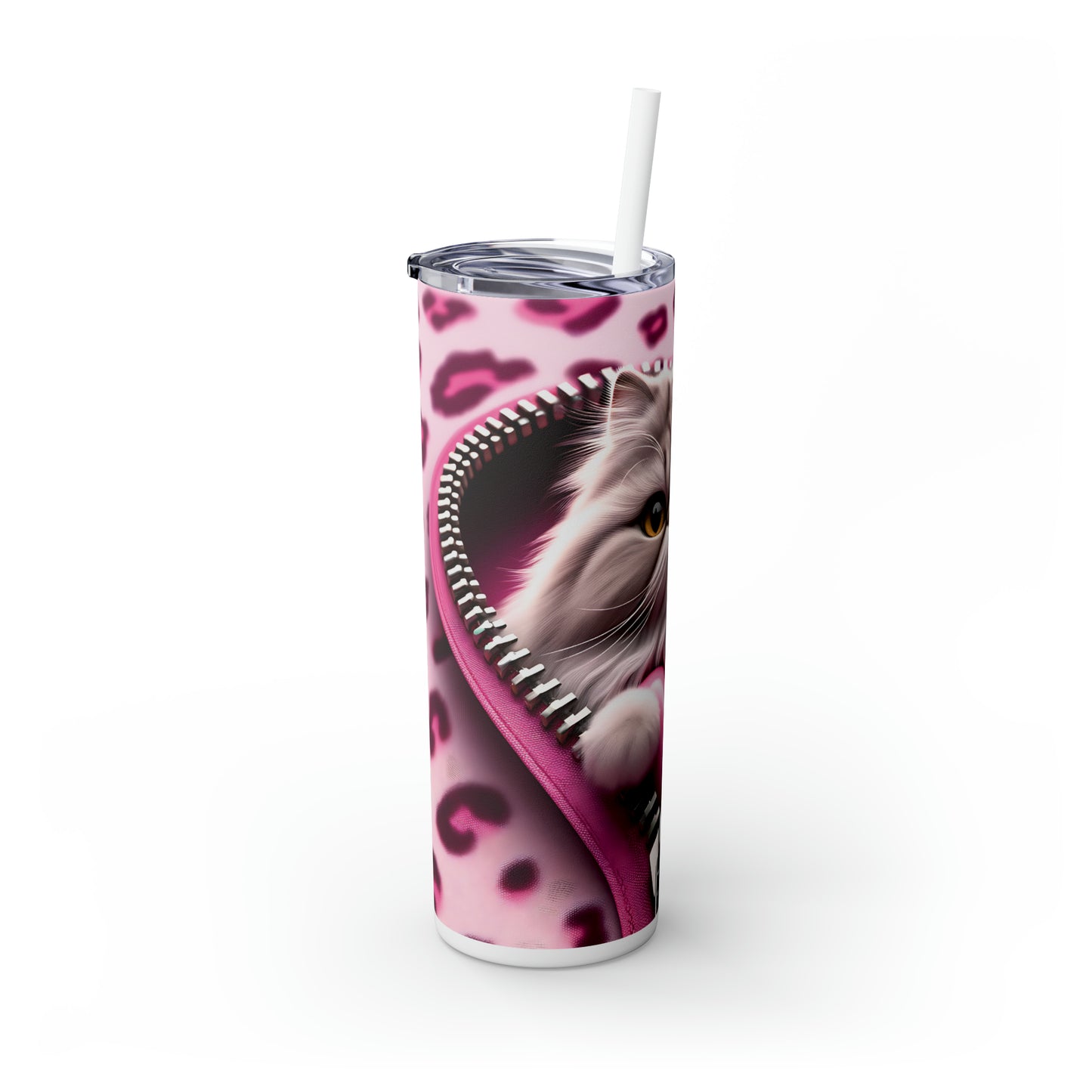 Skinny Tumbler with Straw, 20oz, Cat, Valentines Day, awd-752