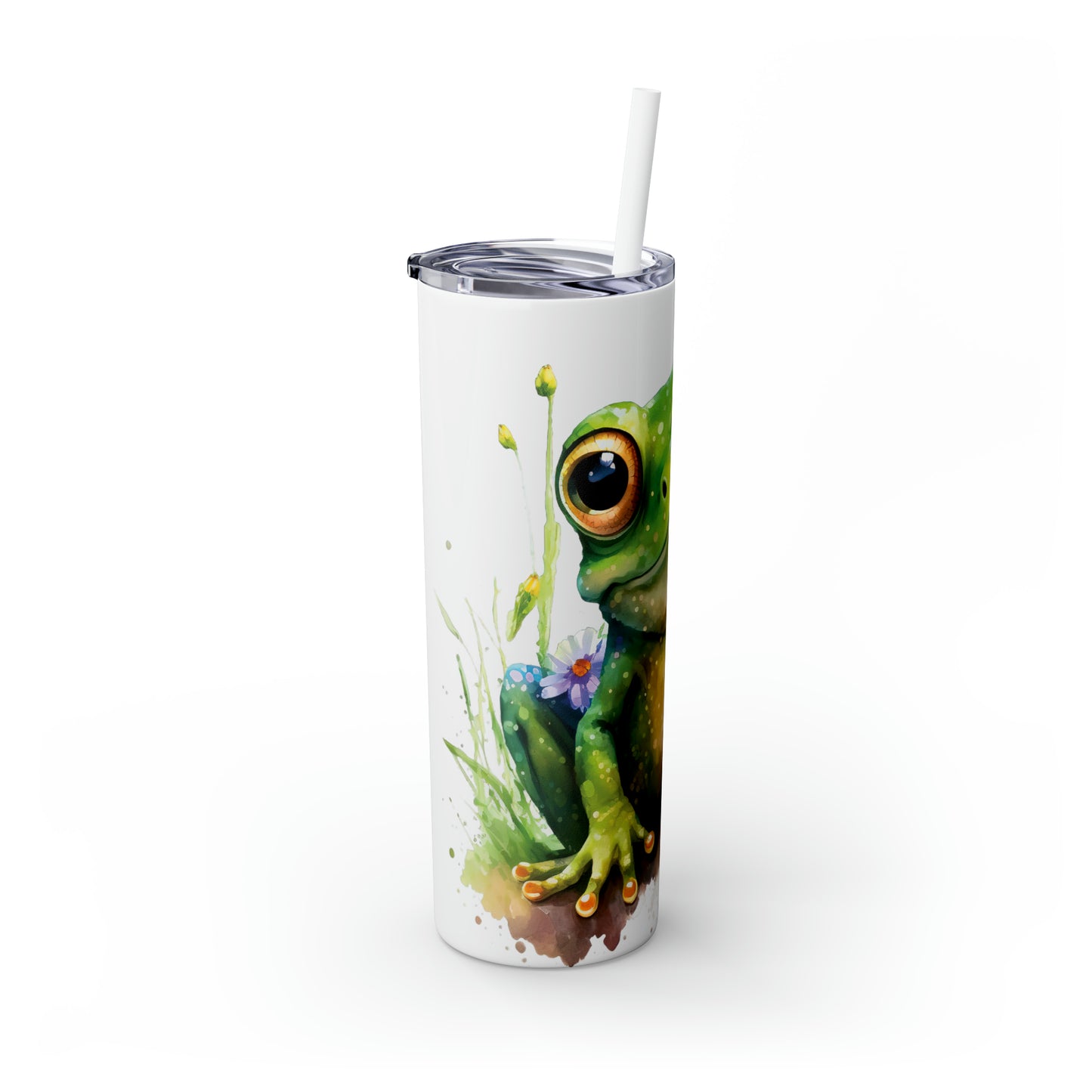 Skinny Tumbler with Straw, 20oz, Frog, awd-543