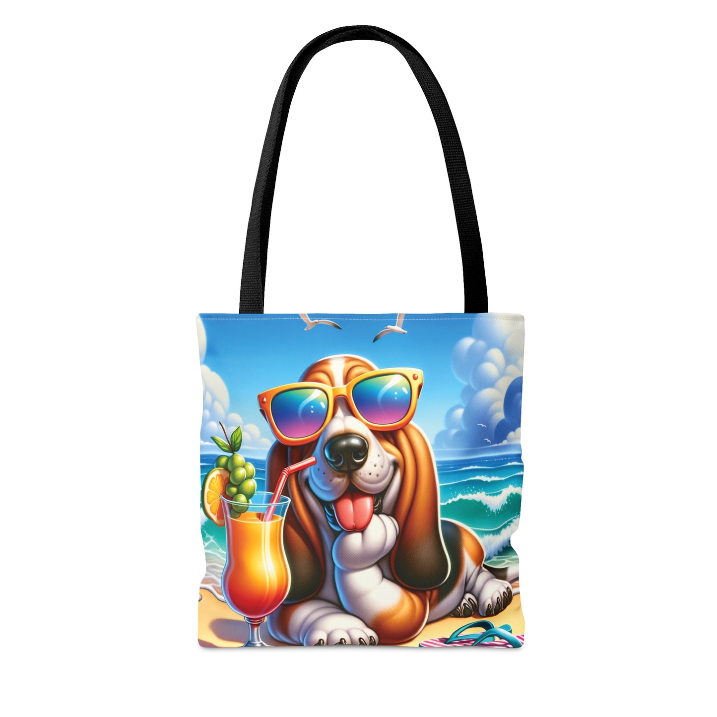 Tote Bag, Dog on Beach, Basset hound, Tote bag, awd-1110