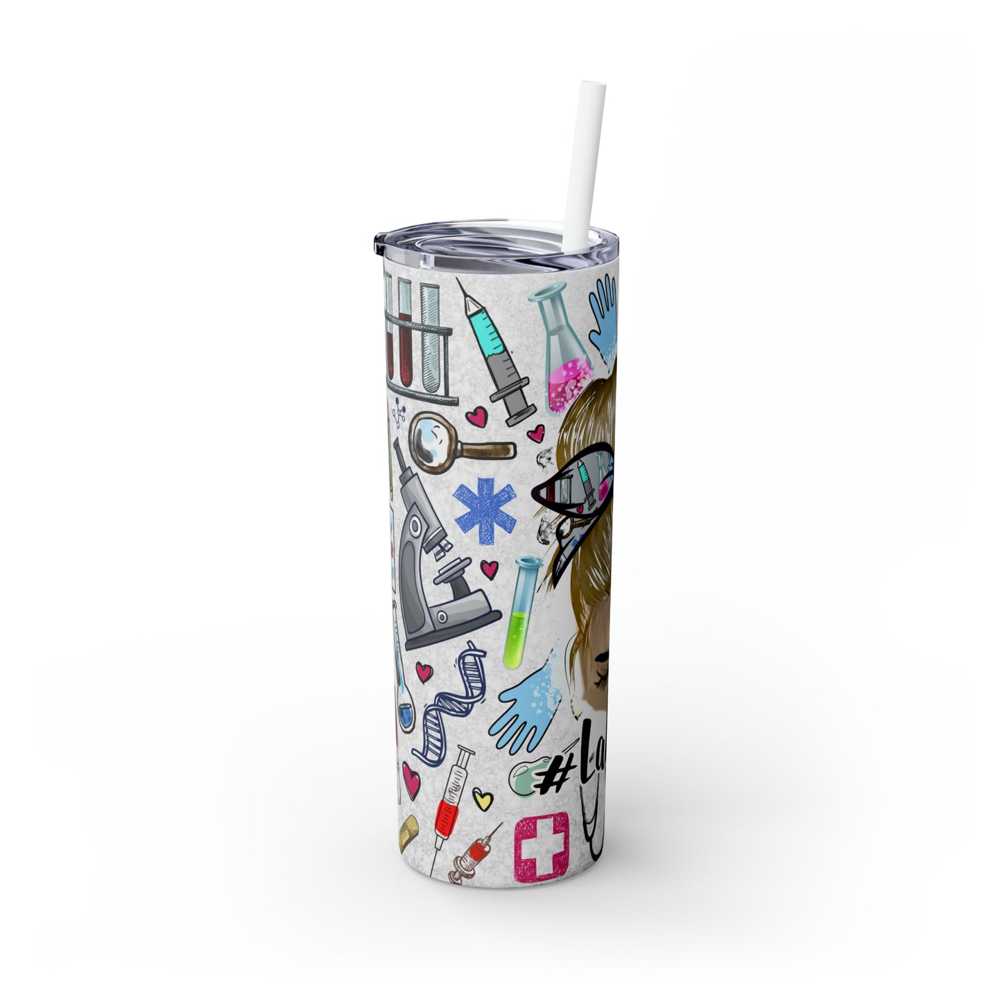 Skinny Tumbler with Straw, 20oz, Lab Tech