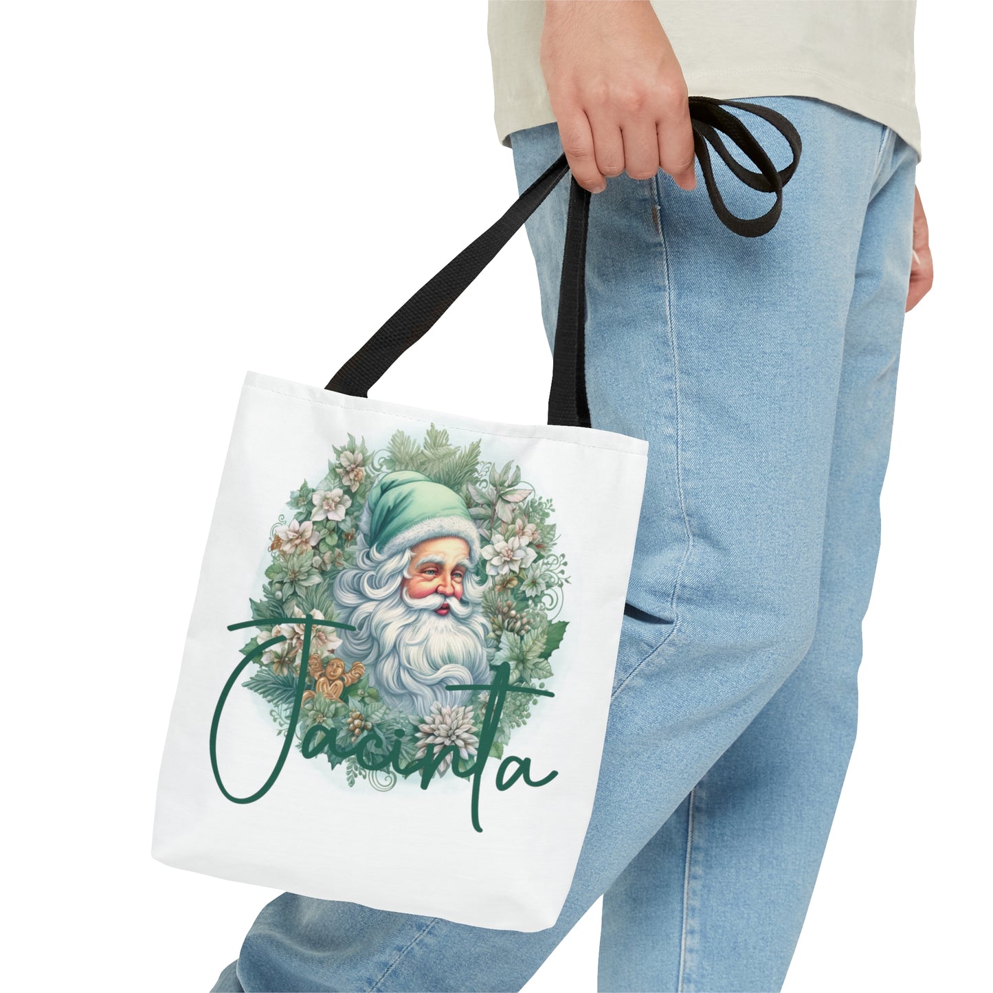 Santa wreath Personalised Tote Bag, Christmas bag, Christmas Tote Bag, Personalised/Non-Personalised