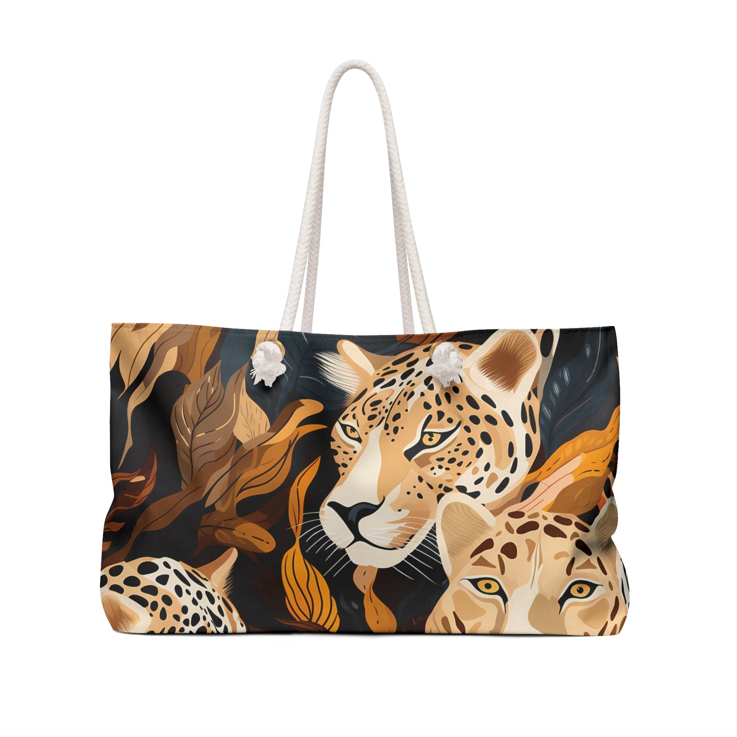 Personalised/Non-Personalised Weekender Bag, Wild Animals, Leopard, Large Weekender Bag, Beach Bag, Book Bag