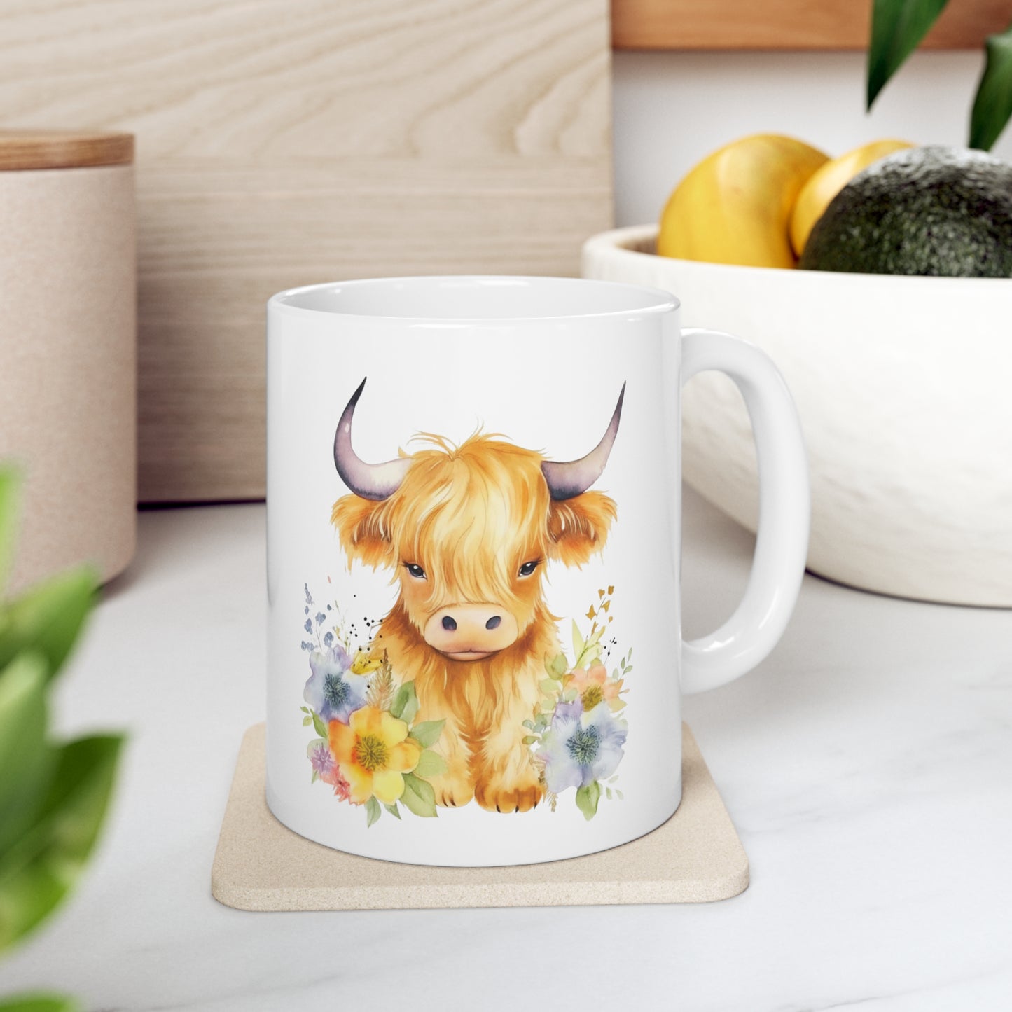 Personalised/Non Personalised Highland Cow, Ceramic Mug 11oz, Highland Cow Mug