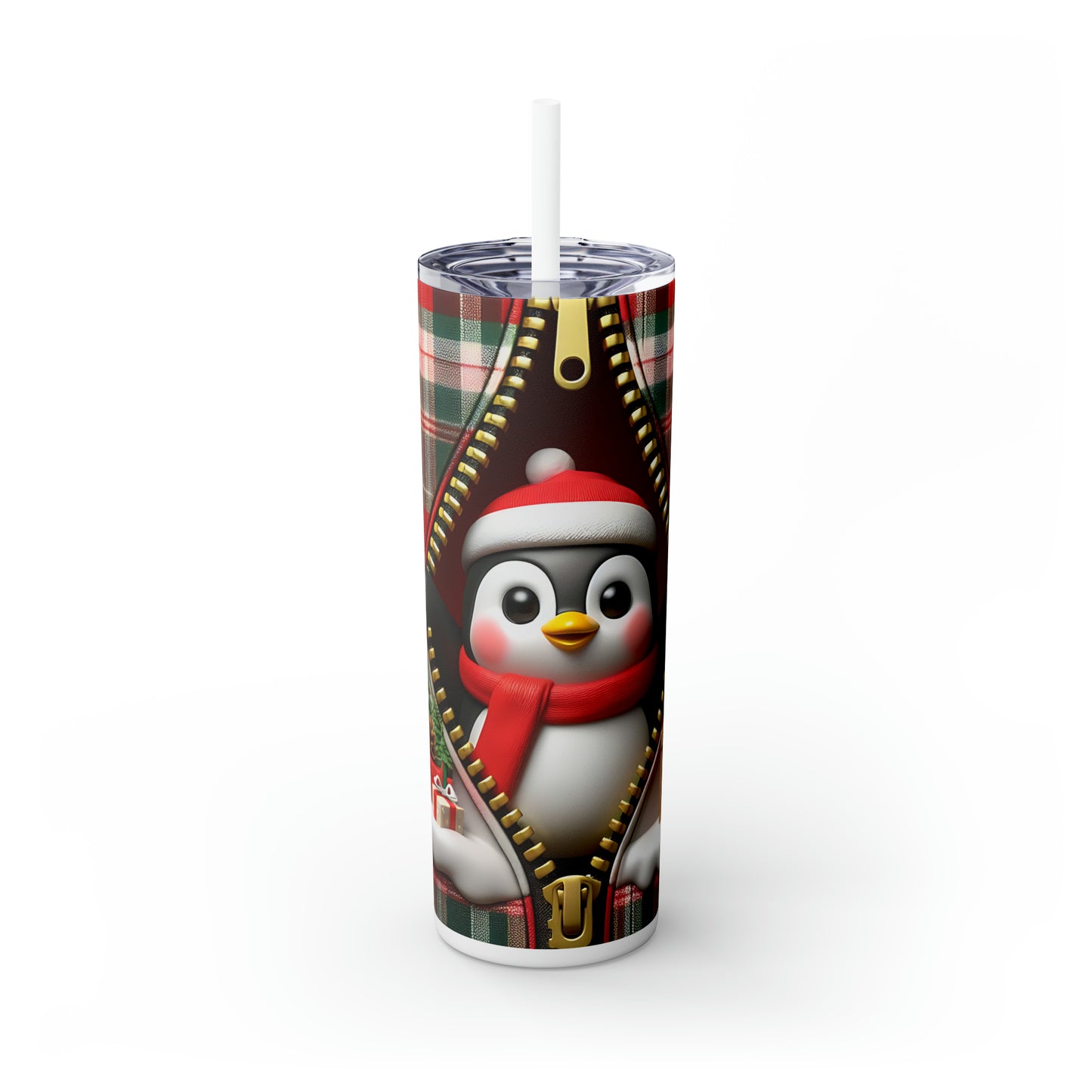 Skinny Tumbler with Straw, 20oz, Penguin