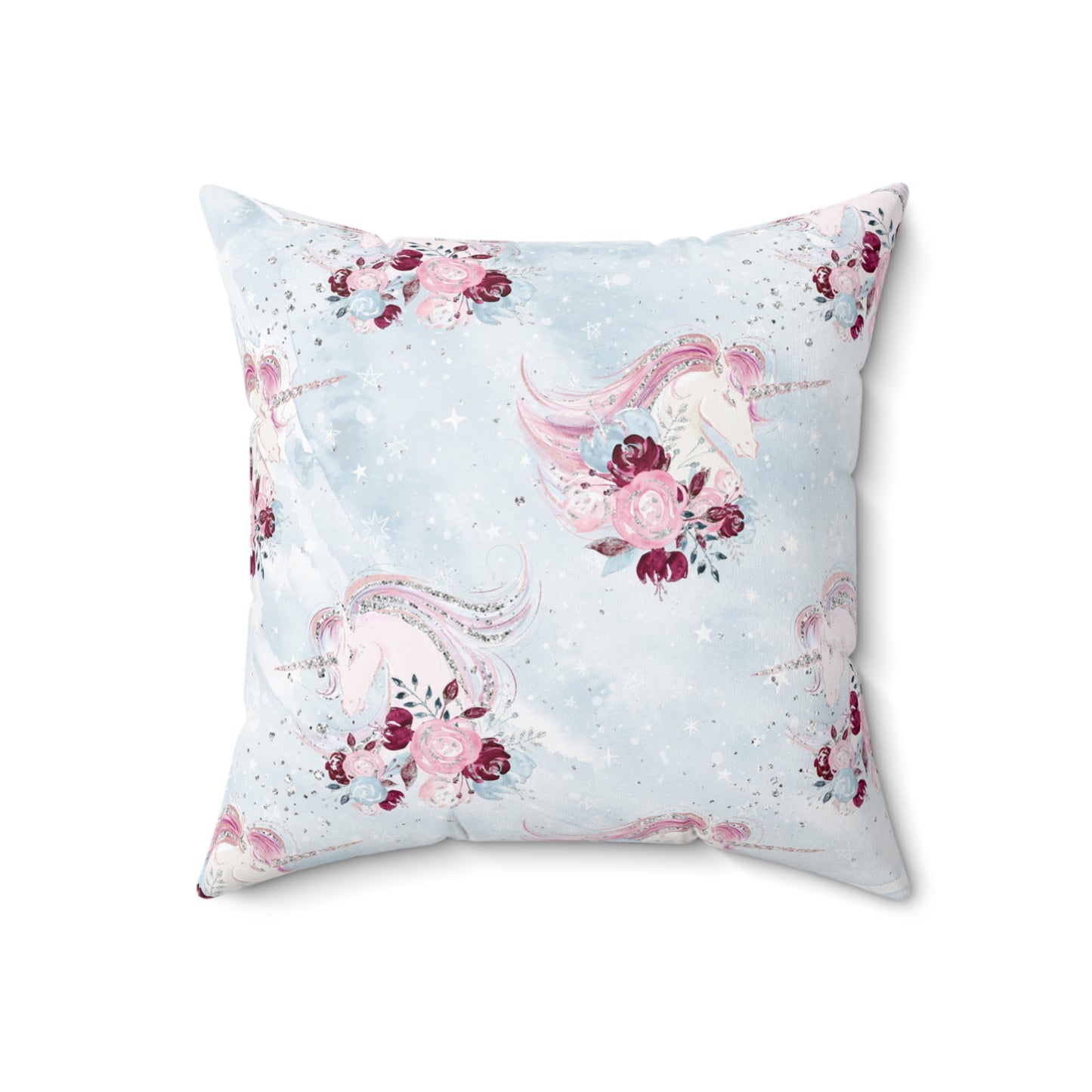 Spun Polyester Square Pillow, Unicorn Cushion