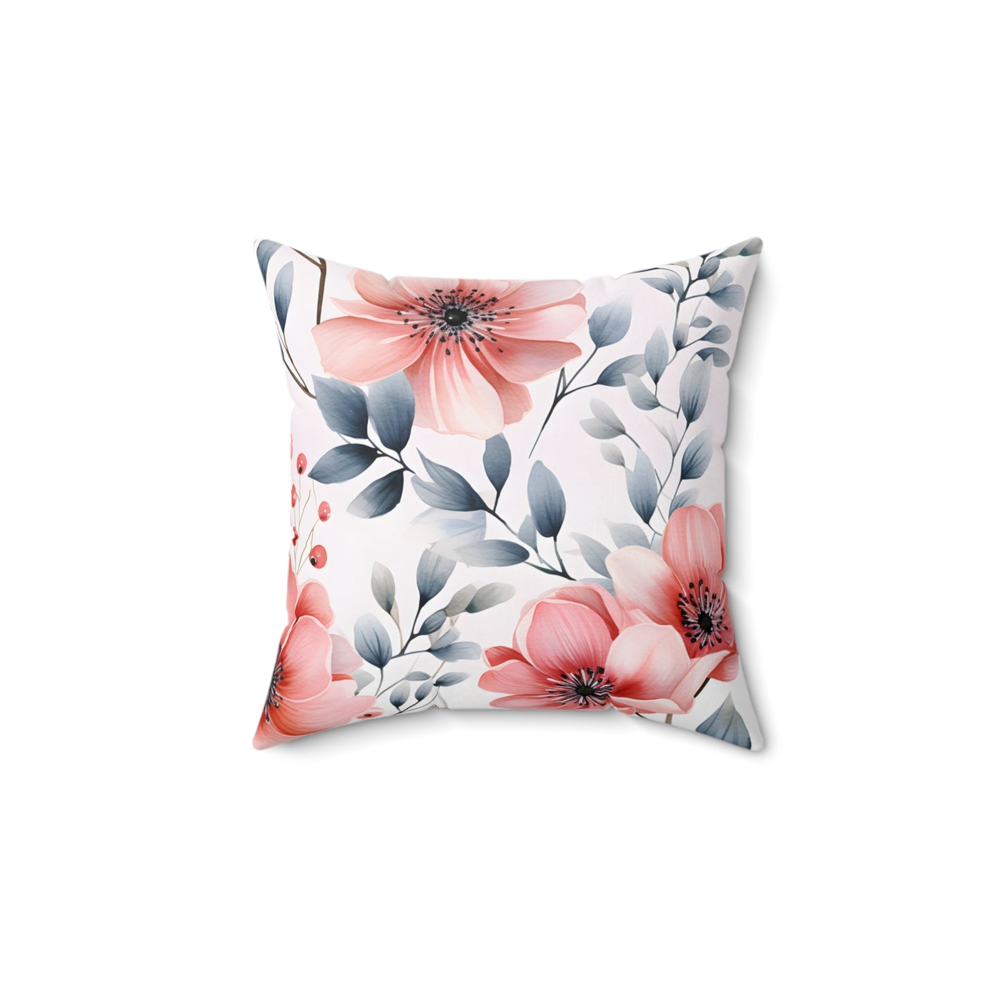 Spun Polyester Square Pillow, Floral Cushion