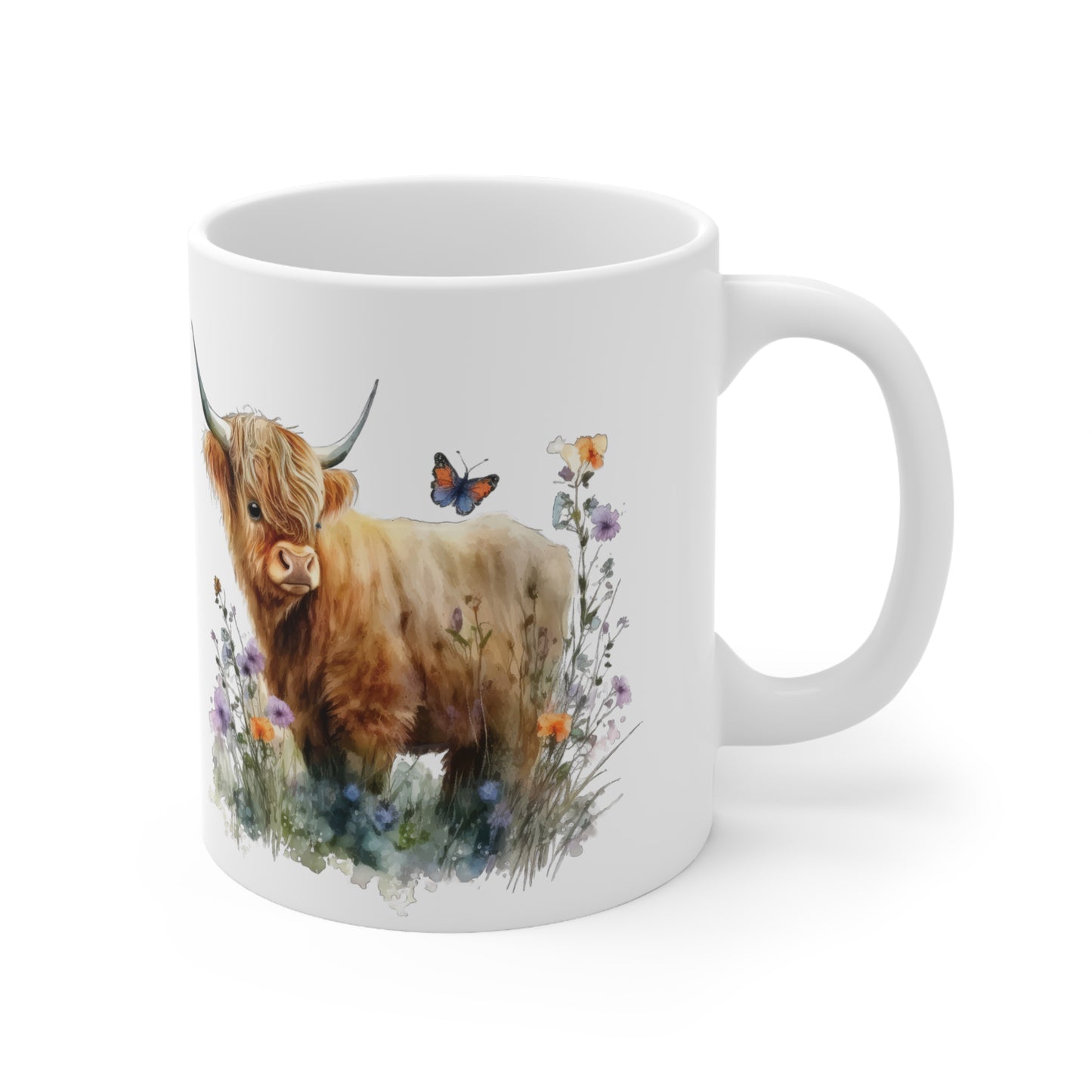 Personalised/Non Personalised Highland Cow, Ceramic Mug 11oz, Highland Cow Mug