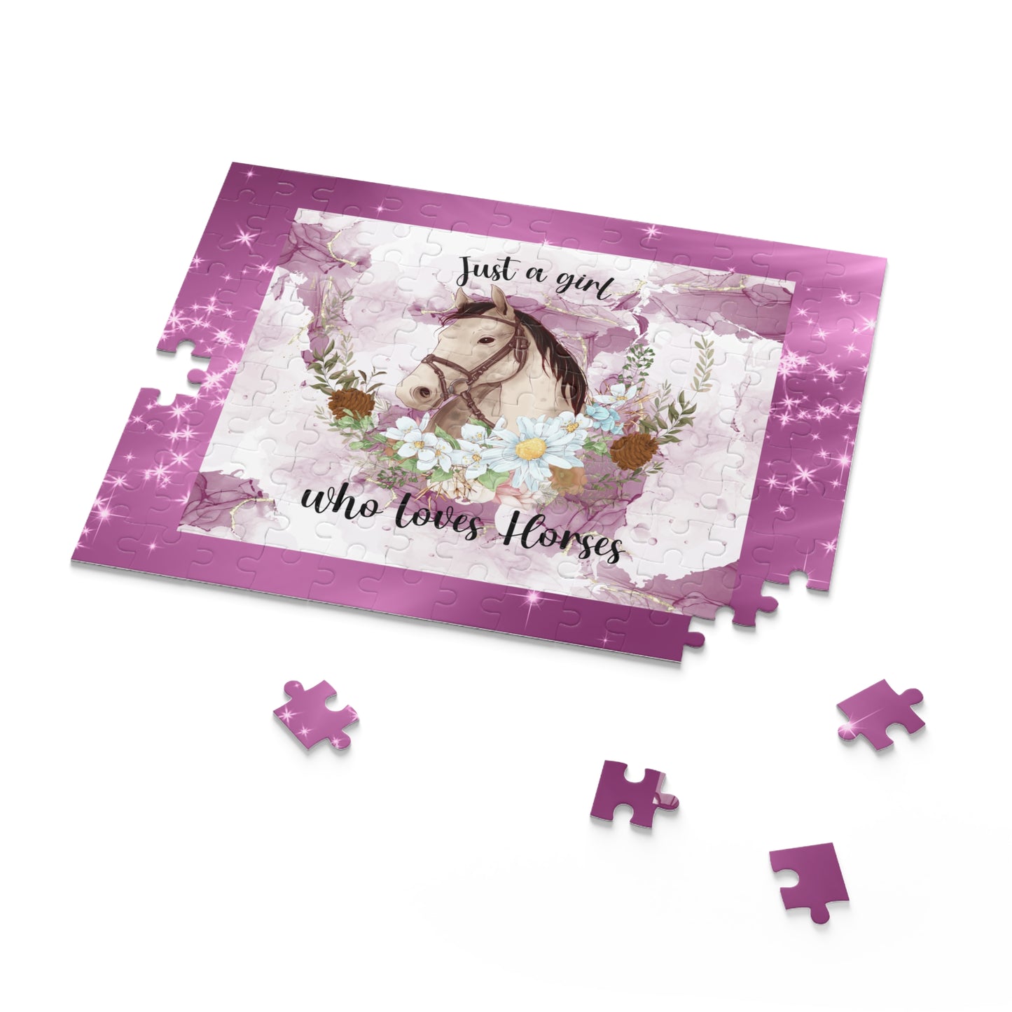 Personalised/Non-Personalised Puzzle, Just a Girl Who Loves Horses (120, 252, 500-Piece)