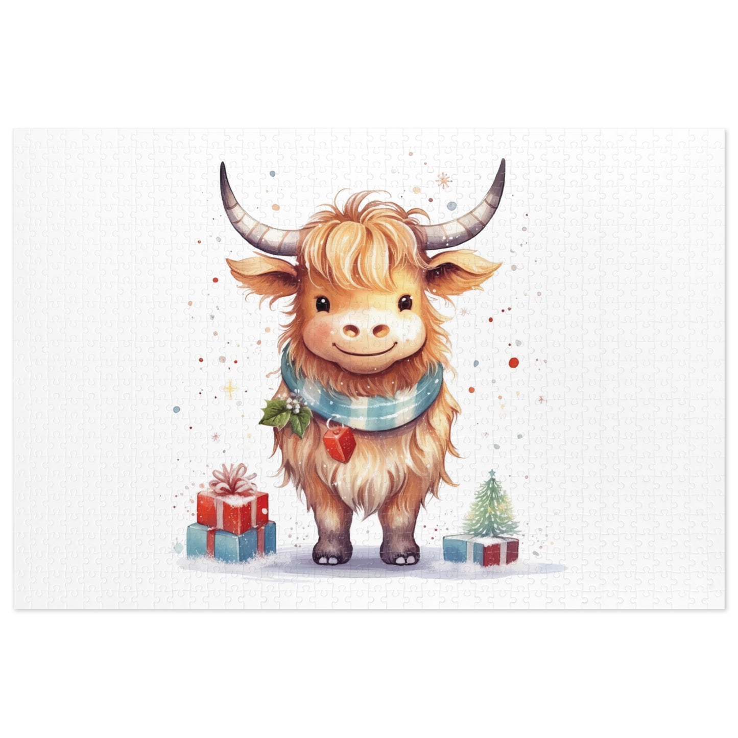 Puzzle, Christmas Highland Cow, Personalised/Non-Personalised (30, 110, 252, 500,1000-Piece)