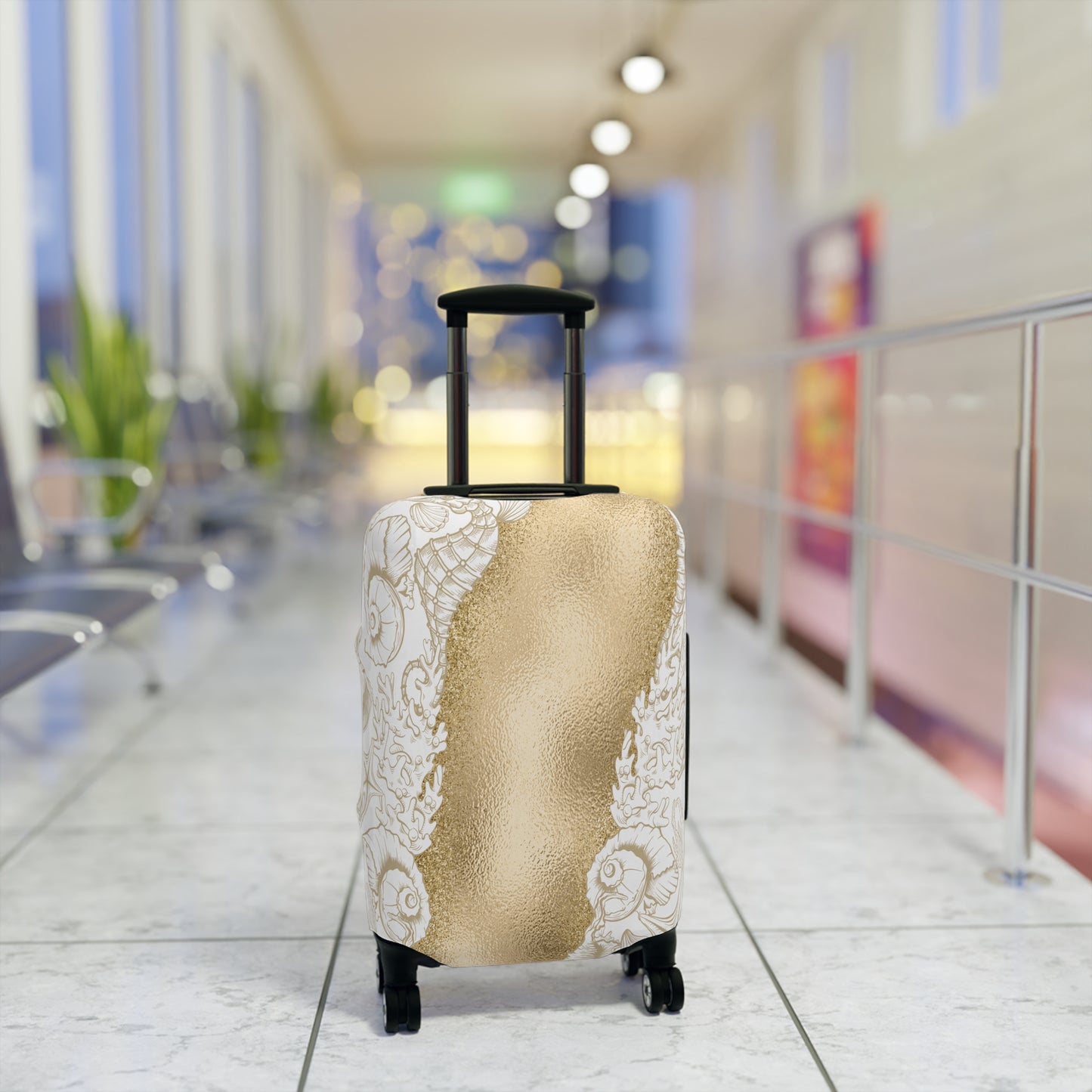 Luggage Cover, White and Gold Sea, awd-1729