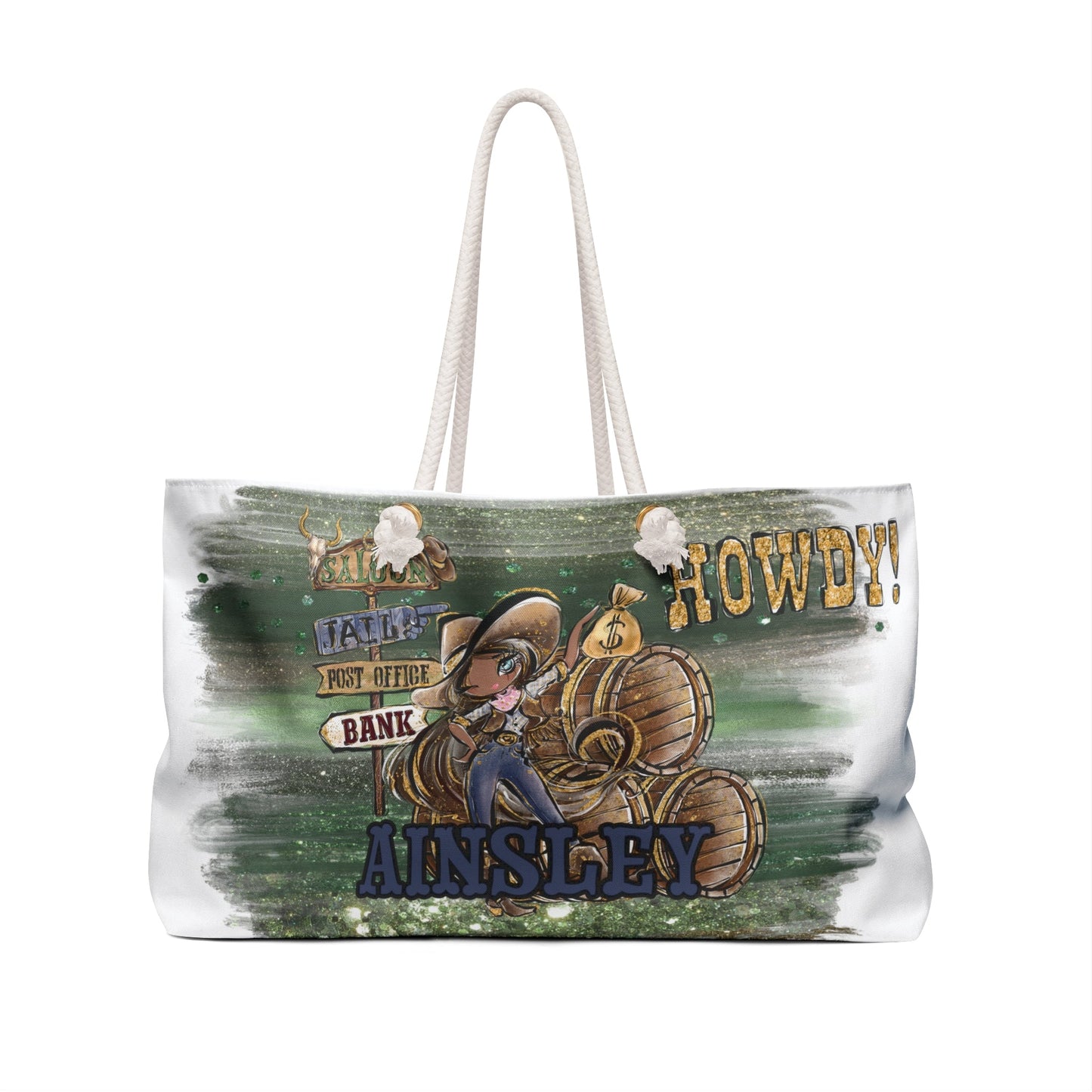 Personalised Weekender Bag, Howdy, Large Weekender Bag, Beach Bag, Book Bag