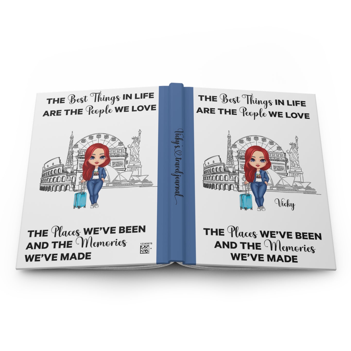 Personalised Hardcover  Travel Journal Matte, The Best things in Life, Red Hair