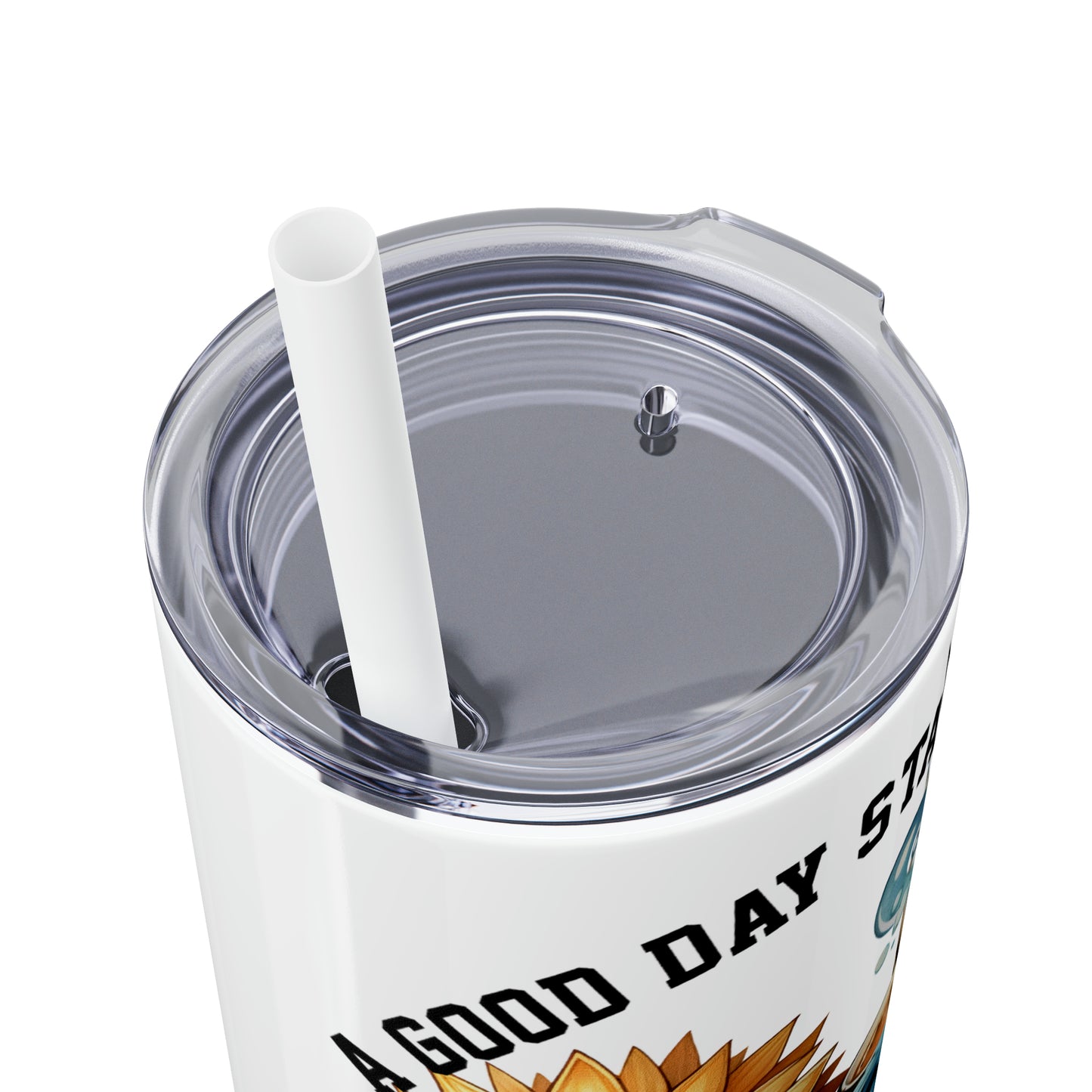 Skinny Tumbler with Straw, 20oz, A Good Day Starts with Coffee and Chickens, awd-1259