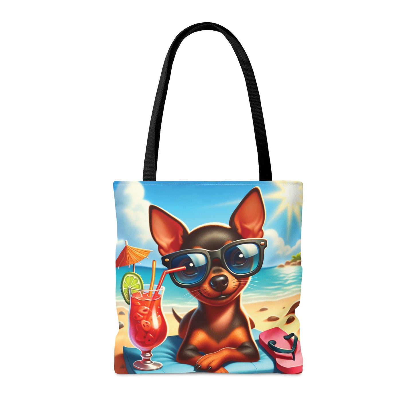 Tote Bag, Dog on Beach, Miniature Pincher, Tote bag, awd-1225