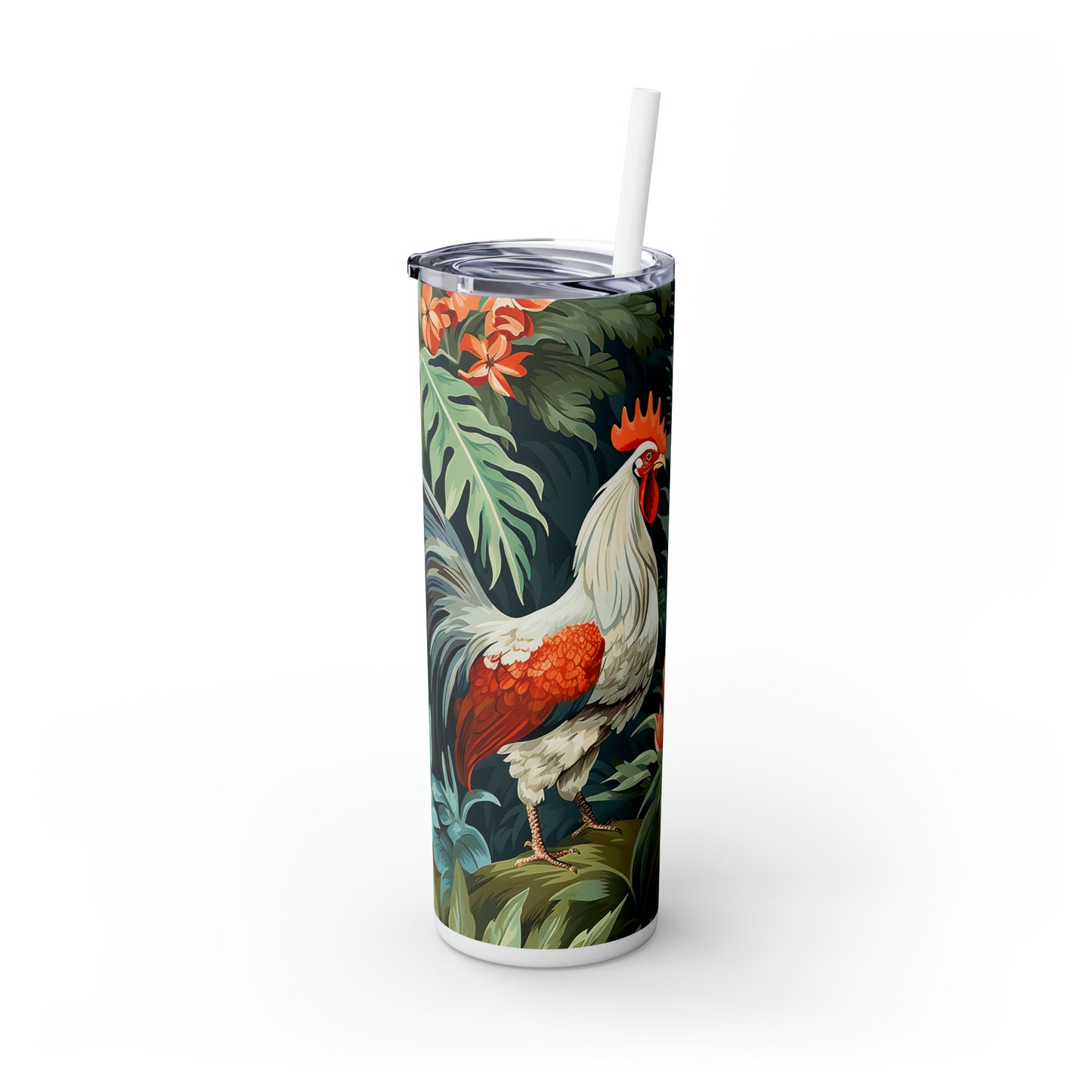 Skinny Tumbler with Straw, 20oz, Rooster