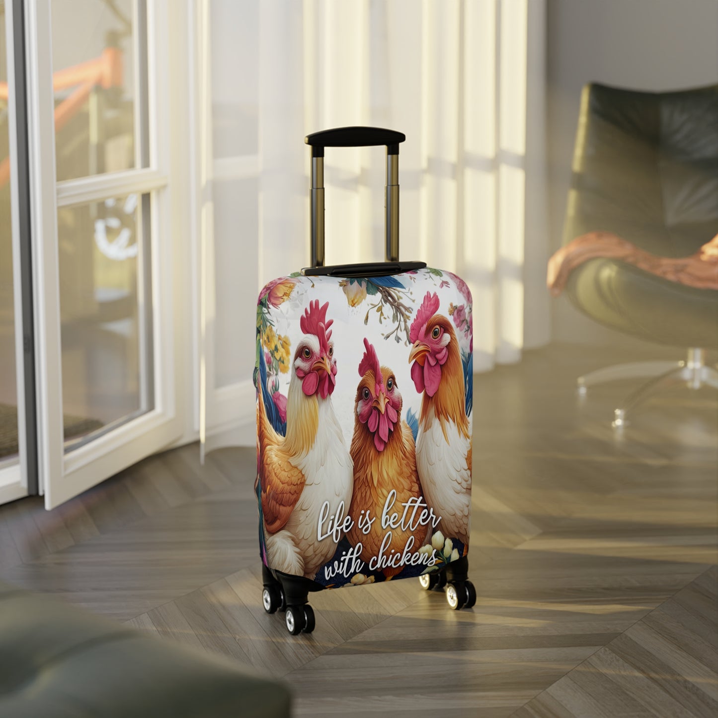 Luggage Cover, Chickens, Life is better with Chickens, awd-1676